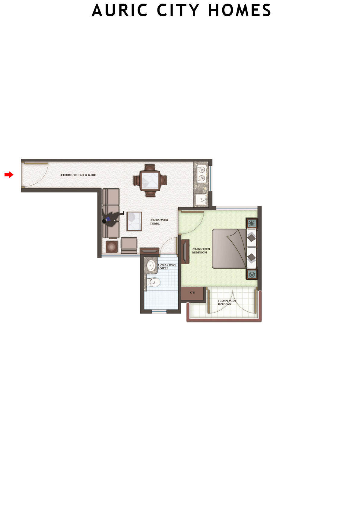Auric City Homes Tower 8 Unit 4 (Type B) Floor Plan
