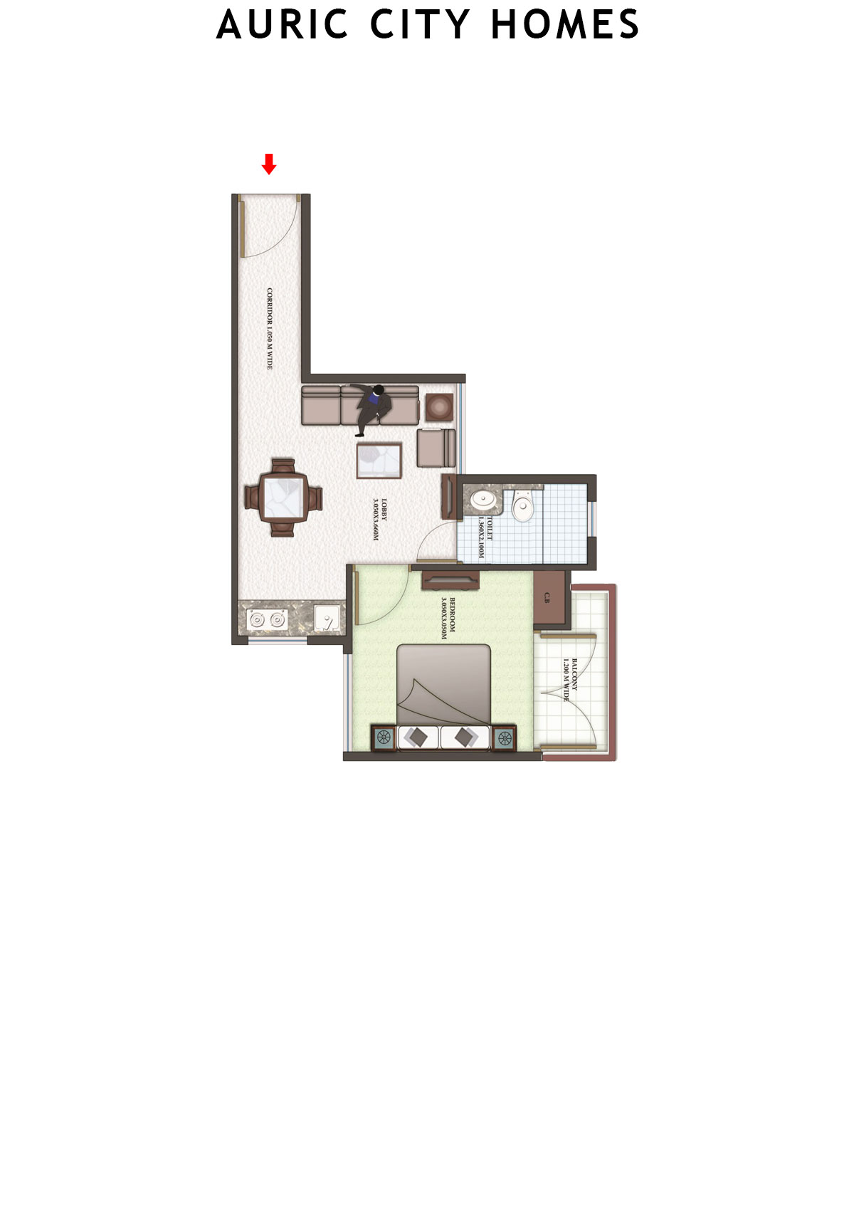 Auric City Homes Tower 8 Unit 5 (Type B1) Floor Plan