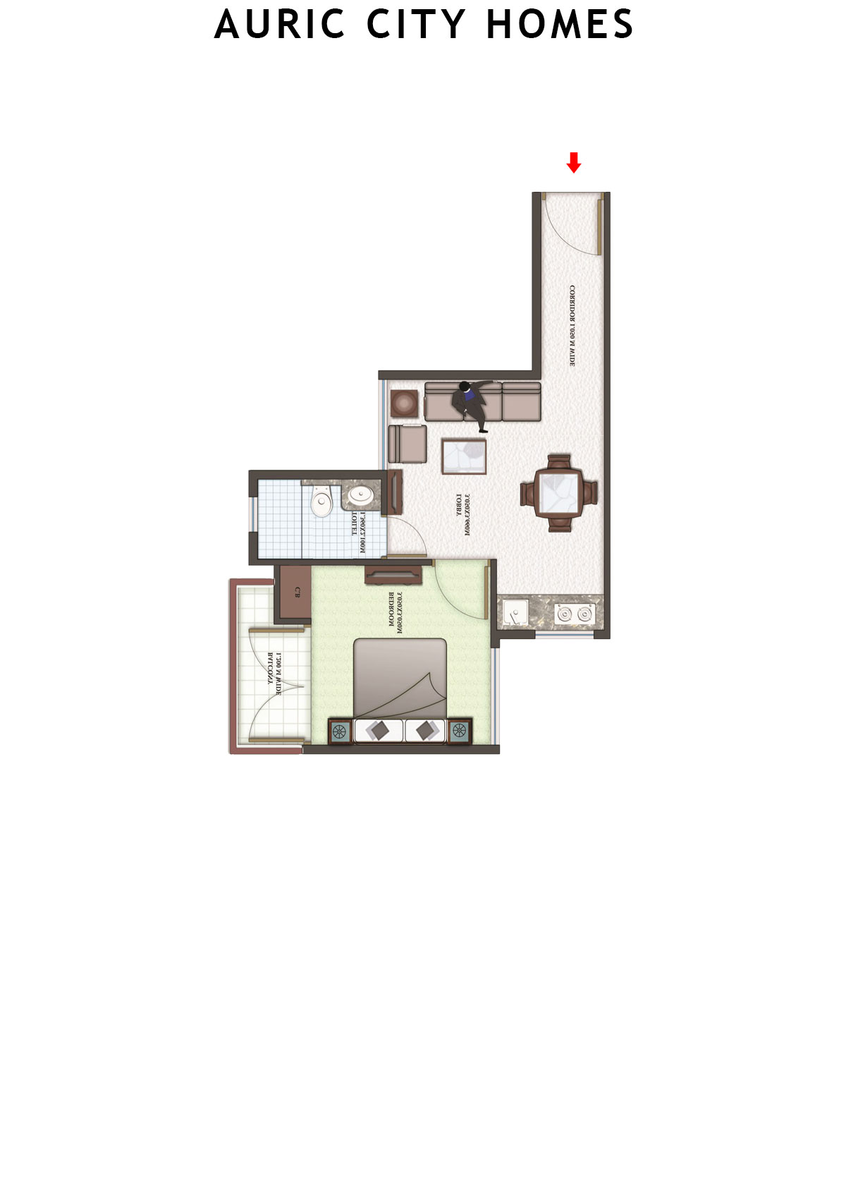 Auric City Homes Tower 8 Unit 6 (Type B1) Floor Plan