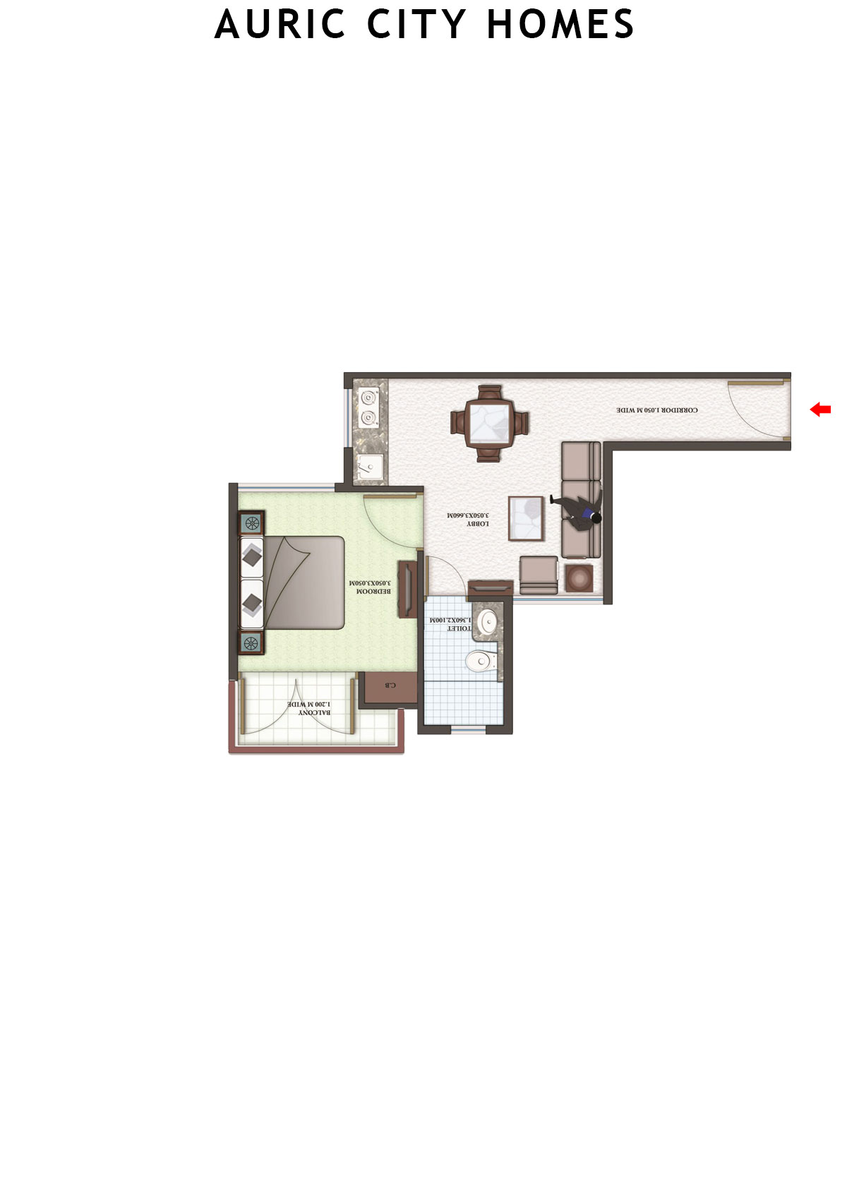 Auric City Homes Tower 8 Unit 7 (Type B) Floor Plan