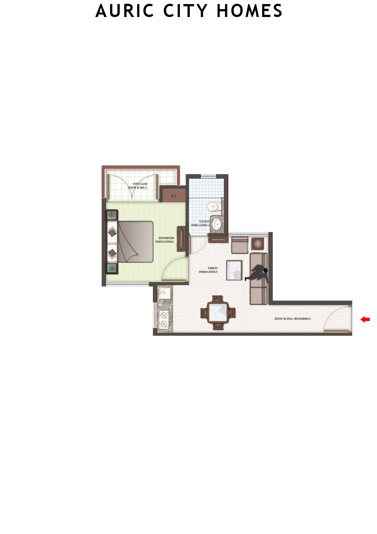 Auric City Homes Tower 8 Unit 8 (Type B) Floor Plan