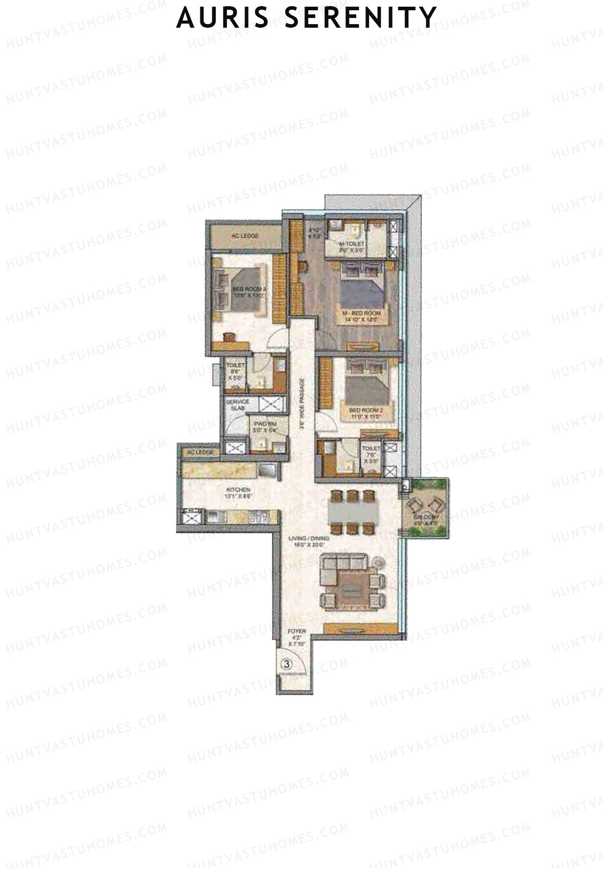 Auris Serenity Tower 1 Unit 3 Floor Plan