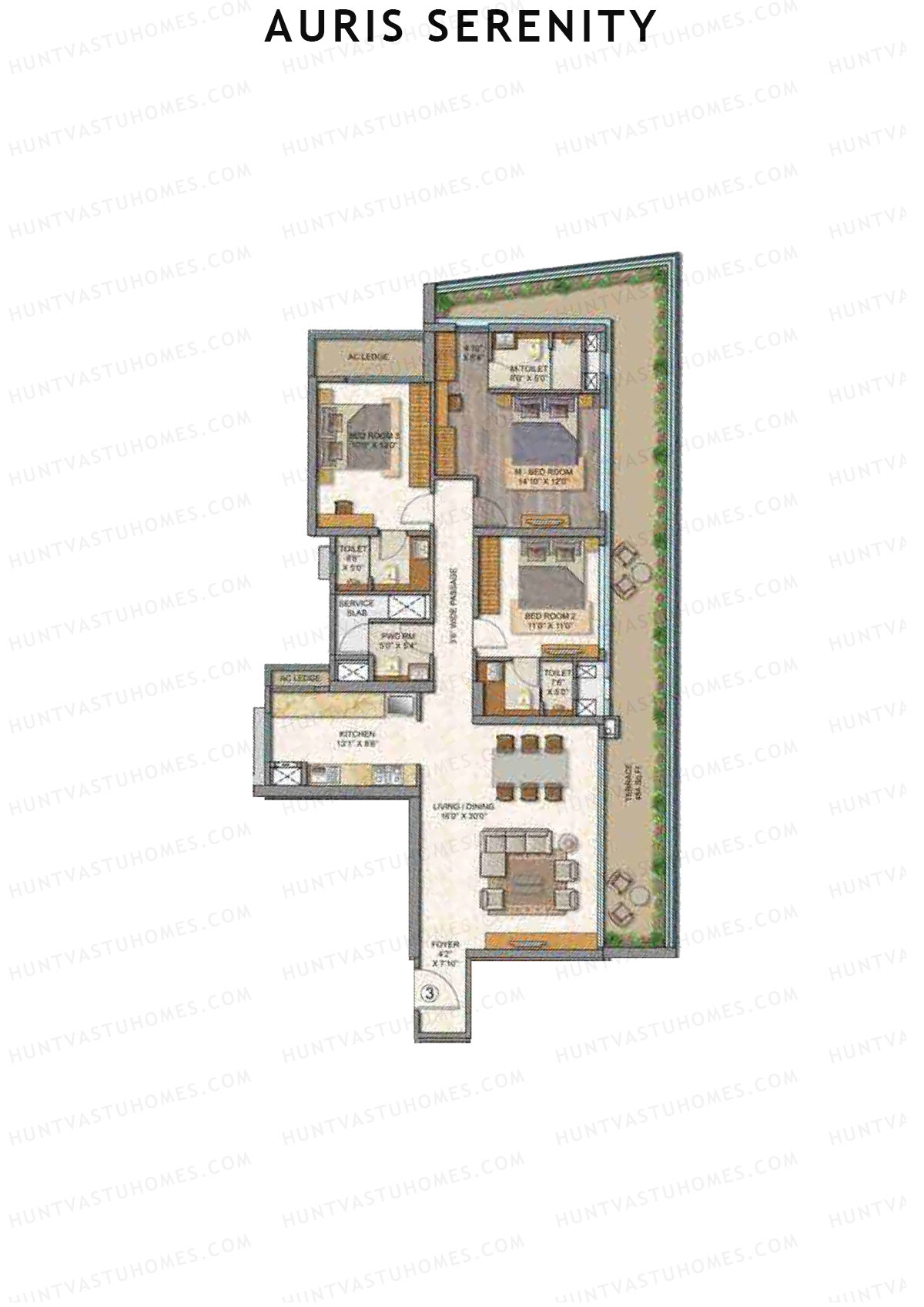 Auris Serenity Tower 1 Unit 3 Floor Plan