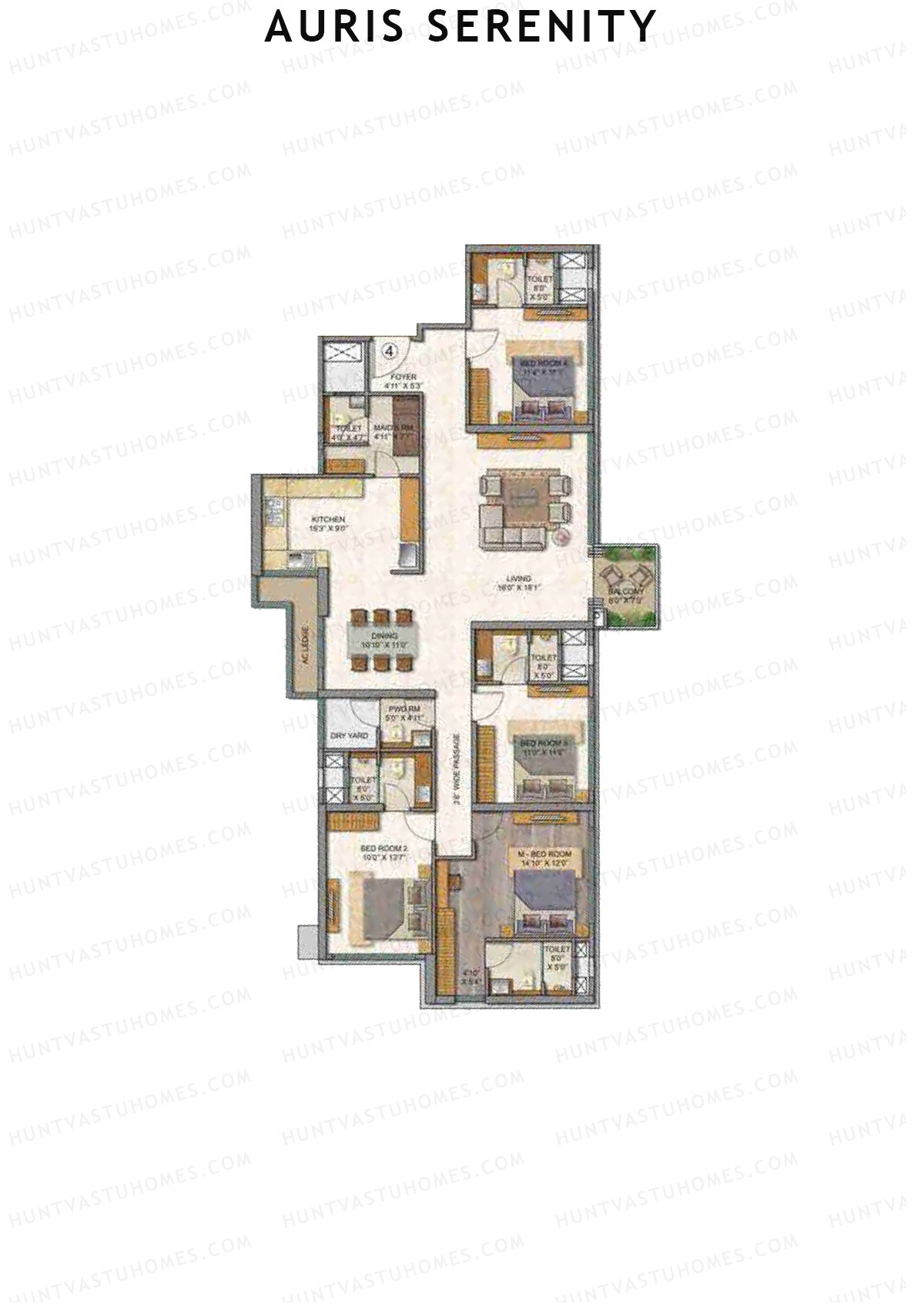 Auris Serenity Tower 1 Unit 4 Floor Plan