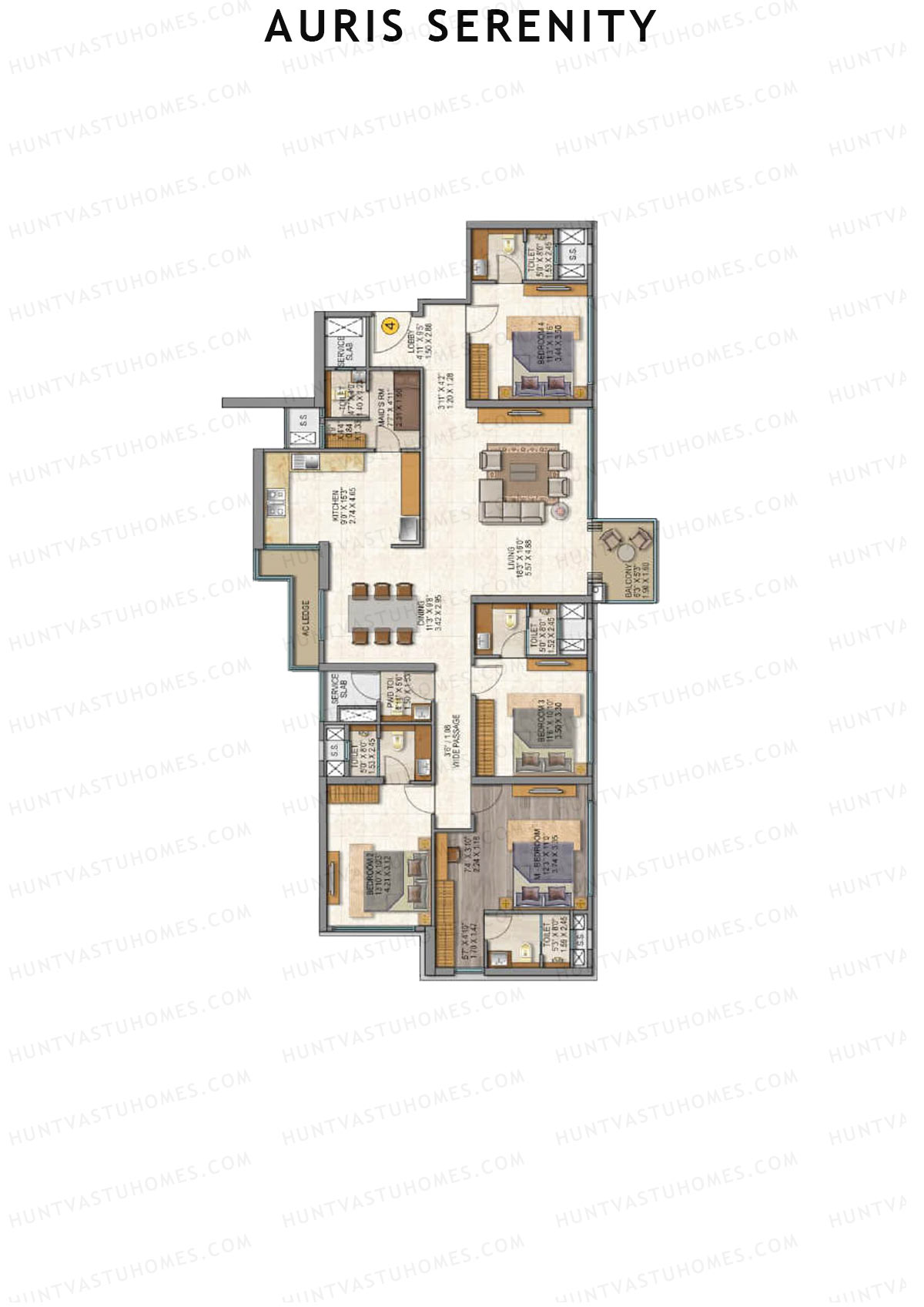 Auris Serenity Tower 2 Unit 4 Floor Plan