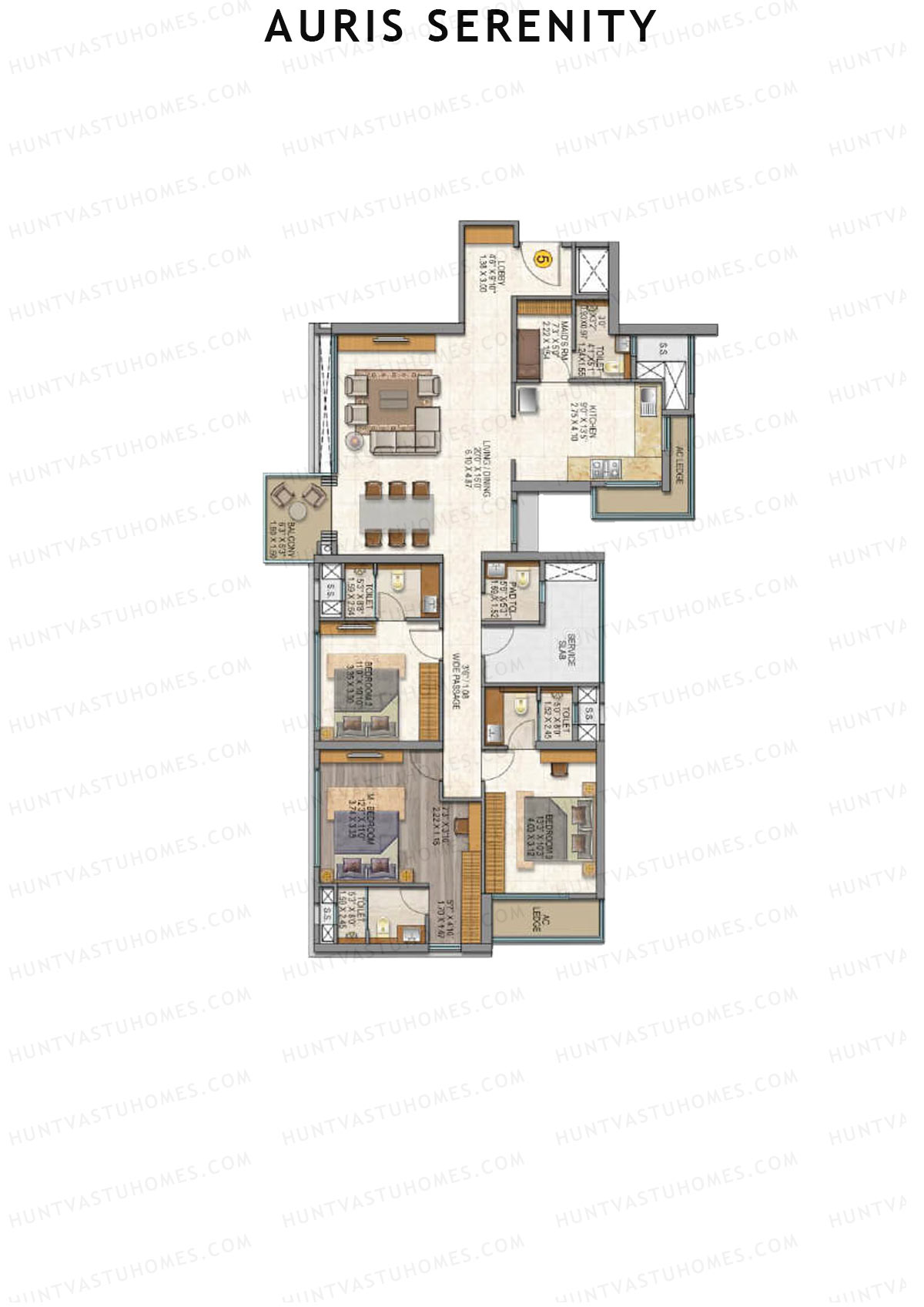 Auris Serenity Tower 2 Unit 5 Floor Plan
