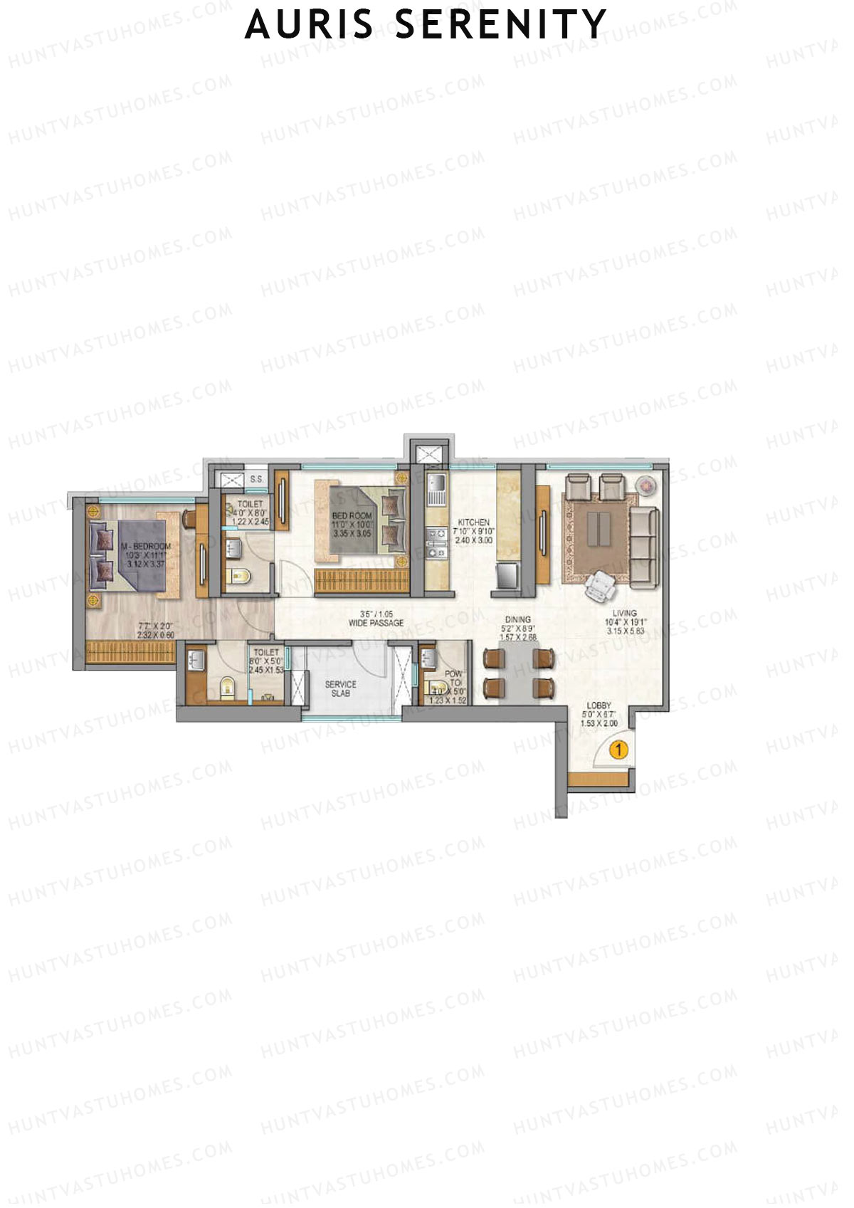 Auris Serenity Tower 3 Unit 1 Floor Plan