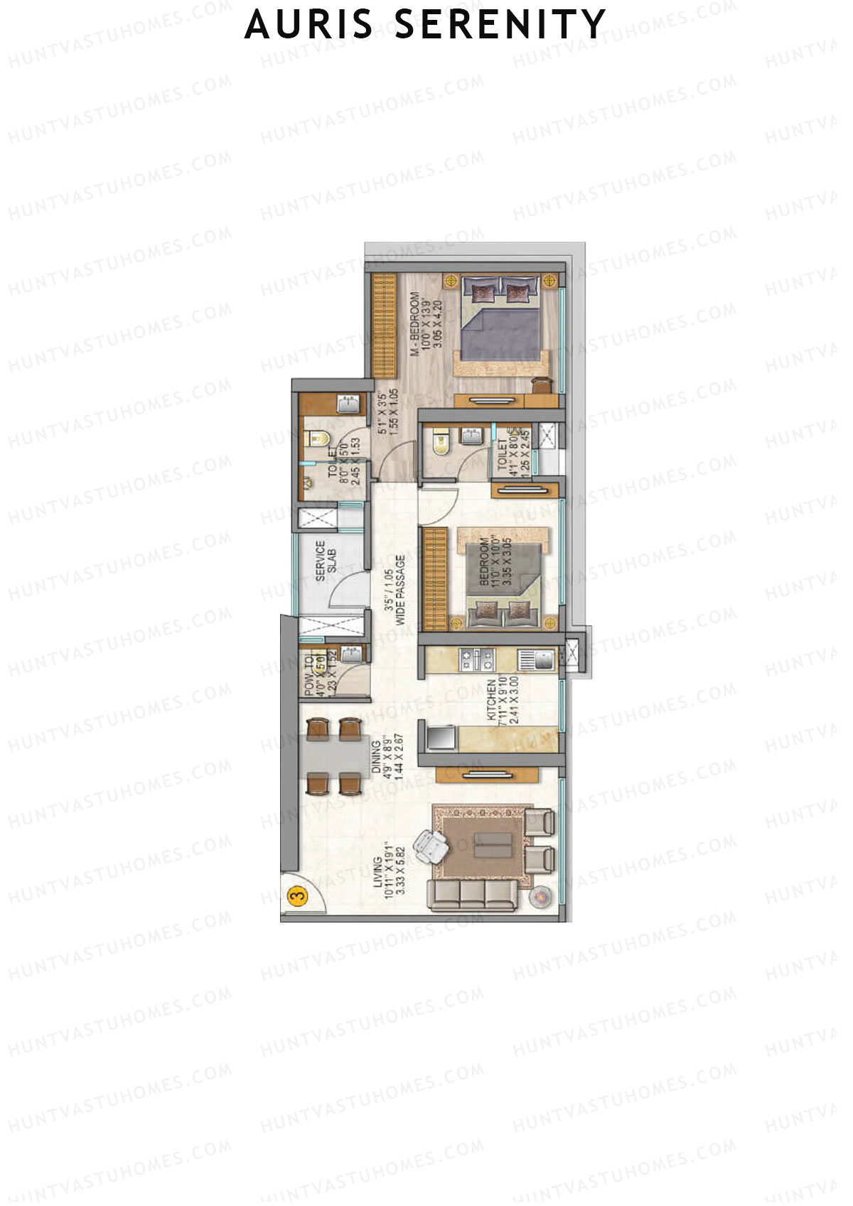 Auris Serenity Tower 3 Unit 3 Floor Plan