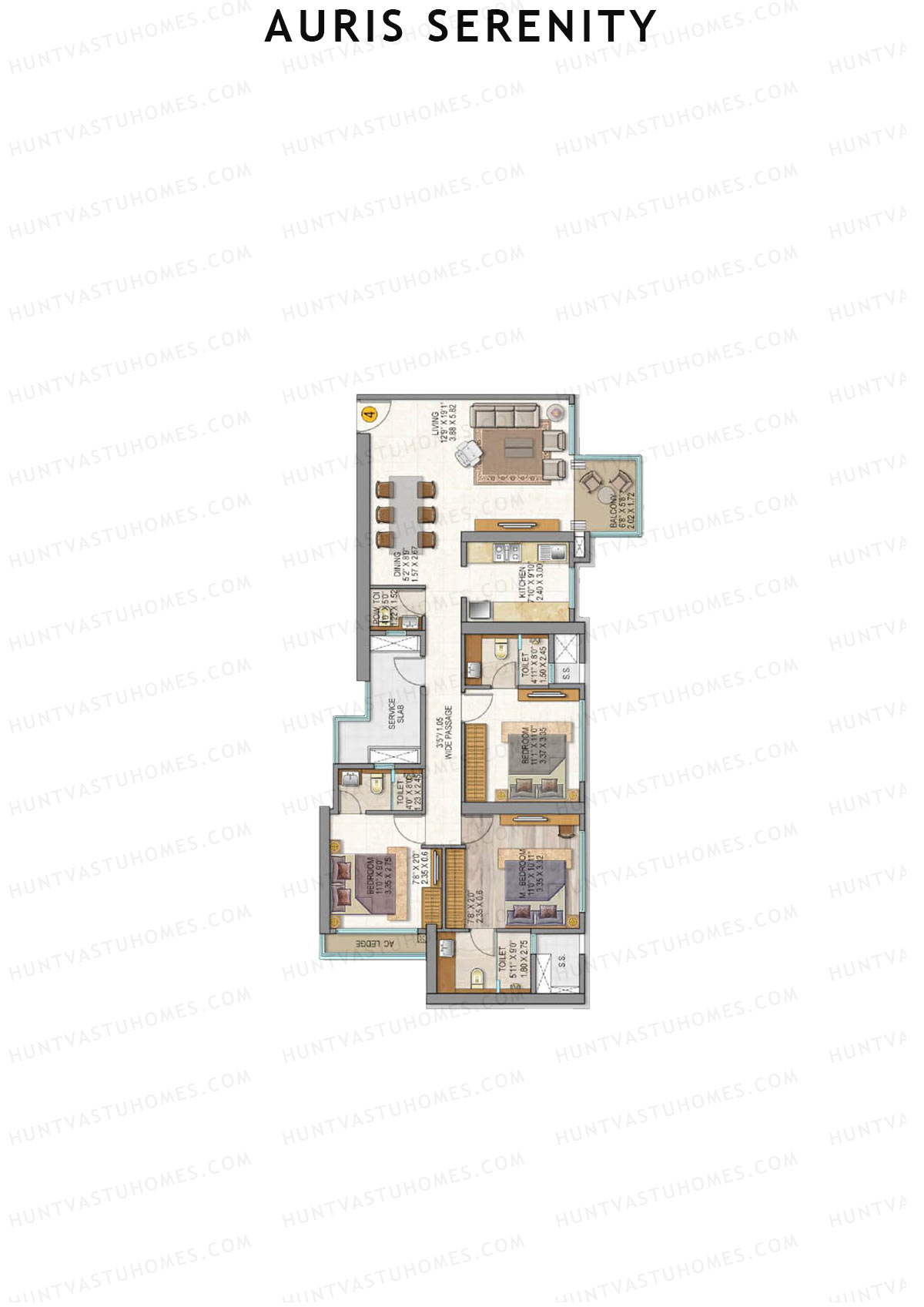 Auris Serenity Tower 3 Unit 4 Floor Plan
