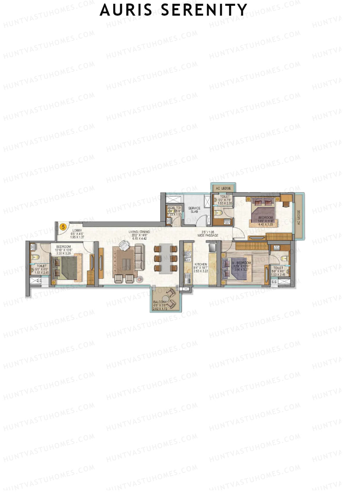 Auris Serenity Tower 3 Unit 5 Floor Plan