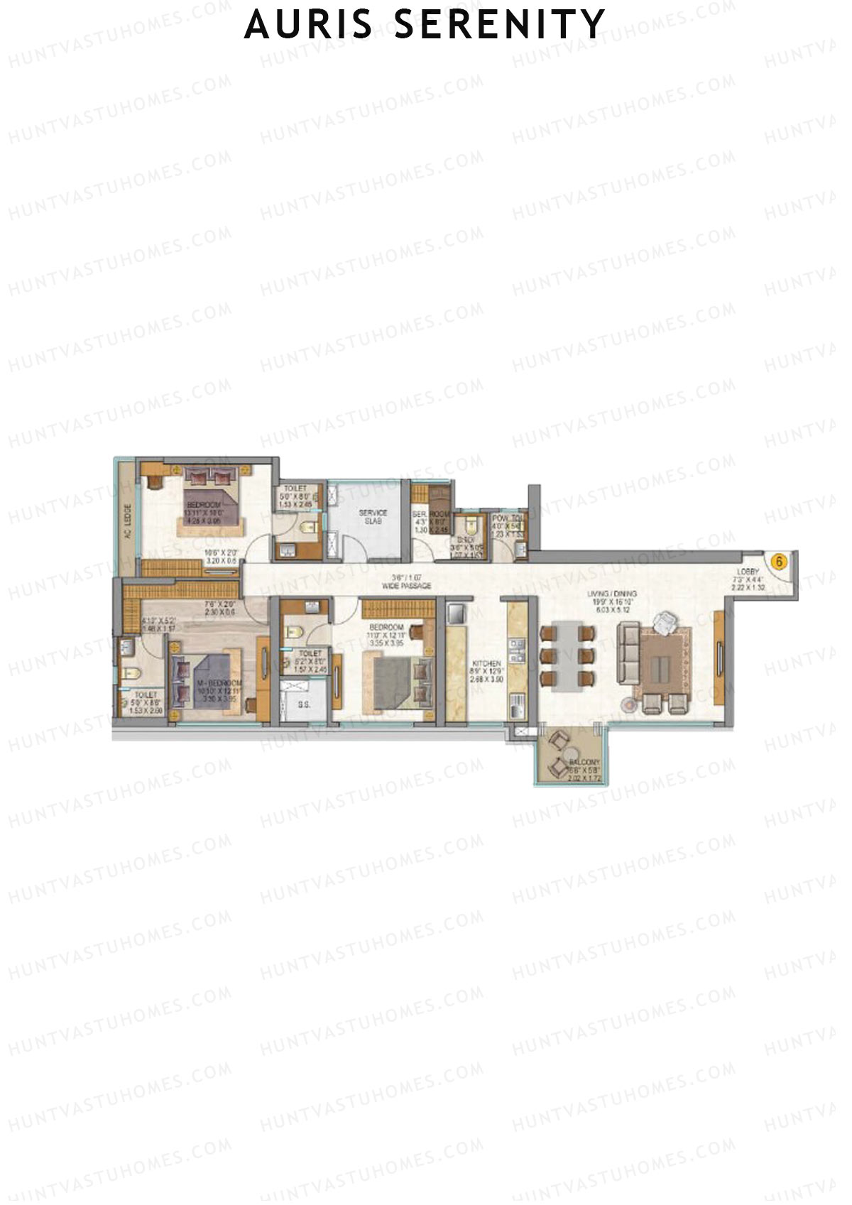 Auris Serenity Tower 3 Unit 6 Floor Plan