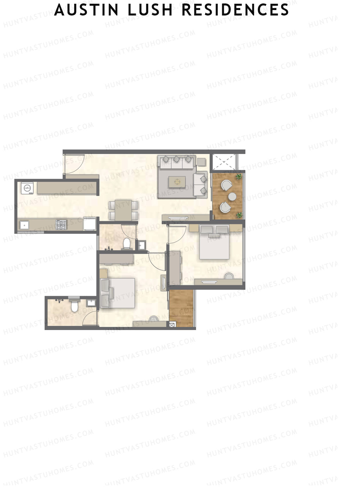 Austin Lush Residences Tower D Unit 3 (Type A) Floor Plan