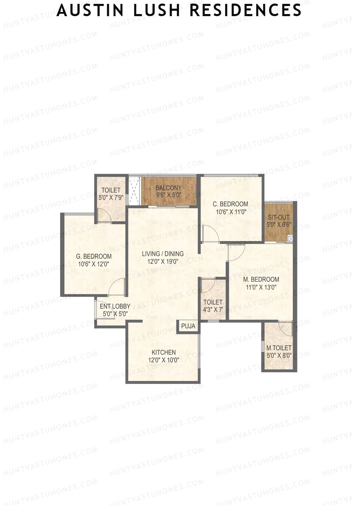 Austin Lush Residences Tower F Unit 2 (Type B) Floor Plan
