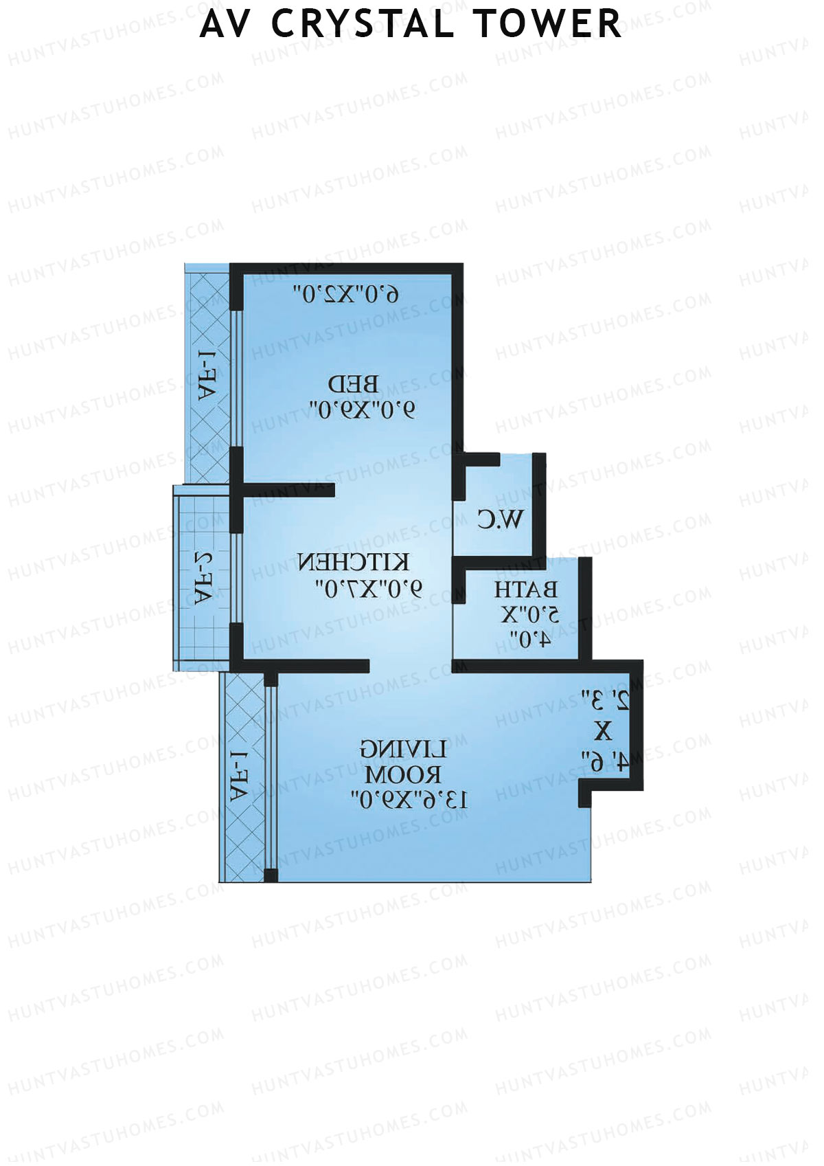 AV Crystal Tower Wing B Unit 6 Floor Plan