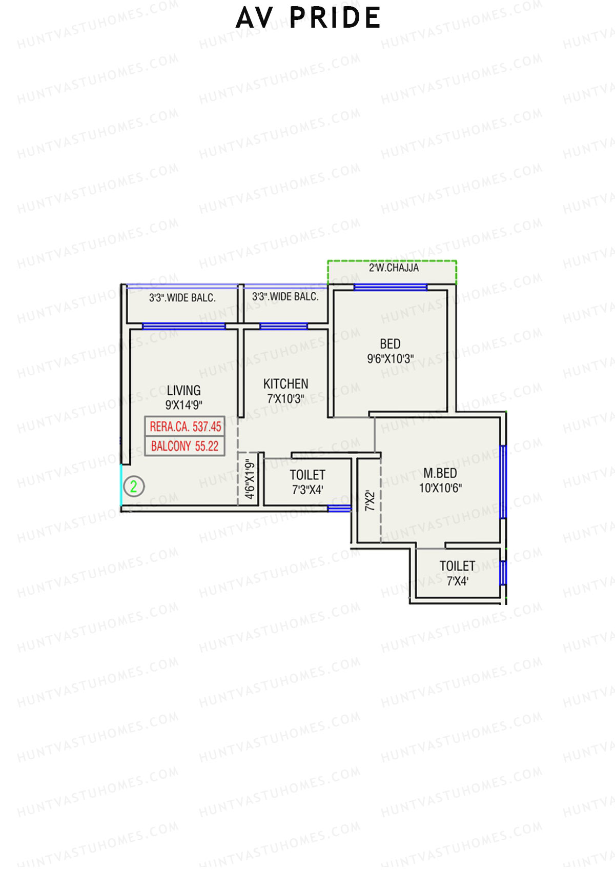 AV Pride Wing B Unit 2 Floor Plan