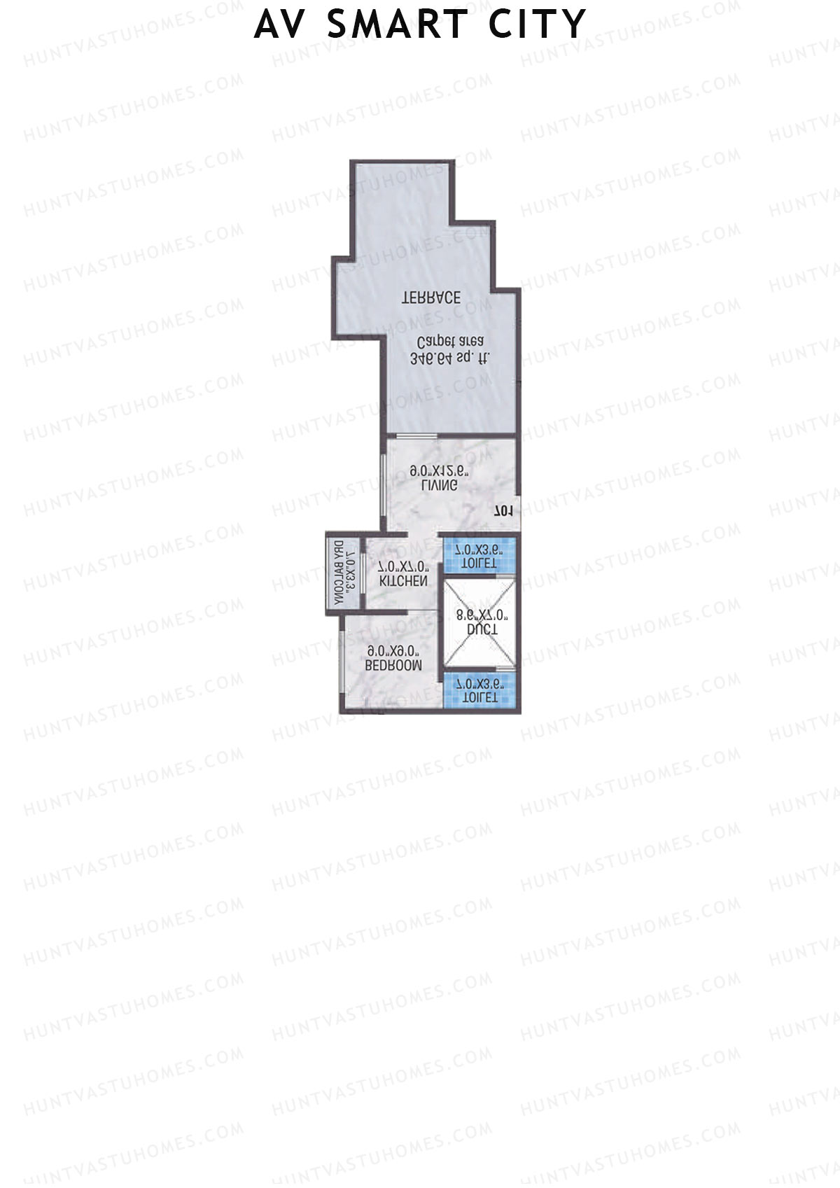 AV Smart City, Tower 1A, Unit 4, 1BHK, Carpet Area 313   sq ft 