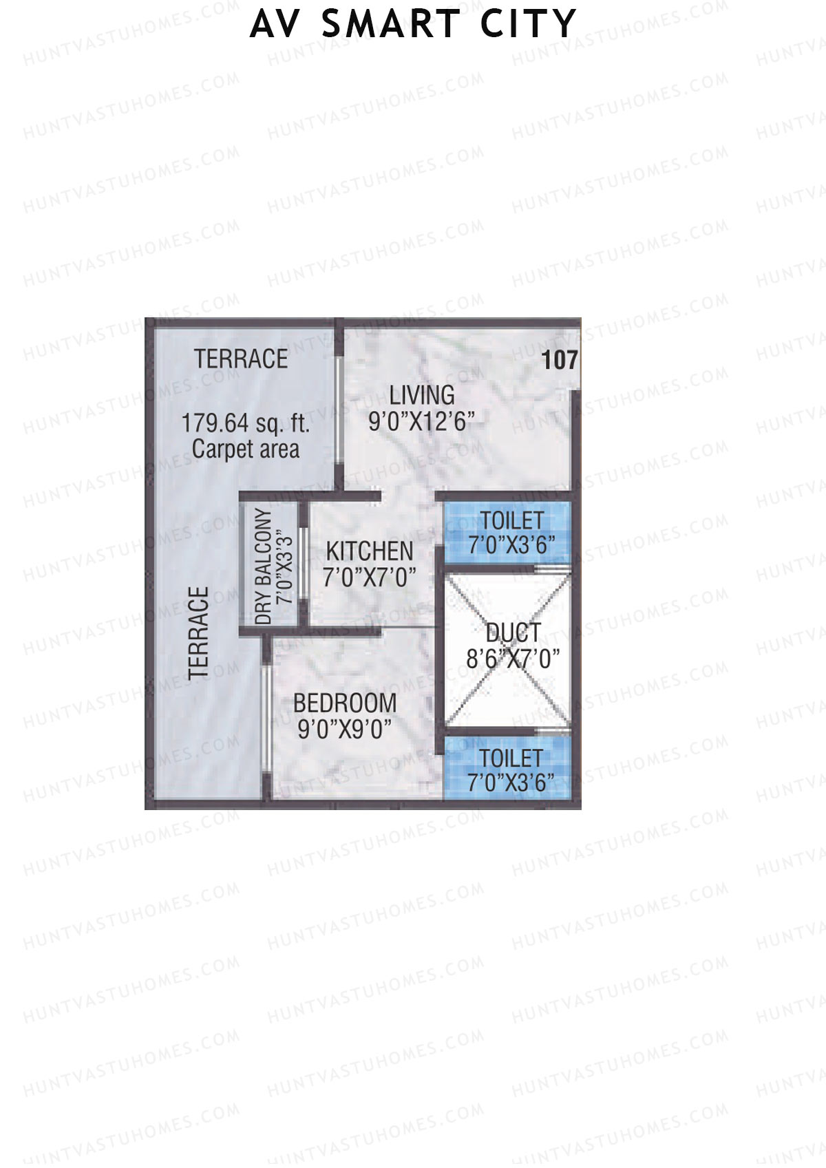 AV Smart City, Tower 1A, Unit 7, 1BHK, Carpet Area 310   sq ft 