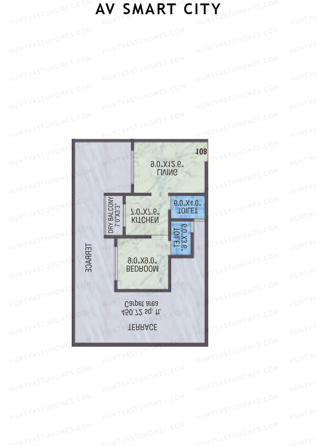 AV Smart City, Tower 1B, Unit 2, 1BHK, Carpet Area 313   sq ft 
