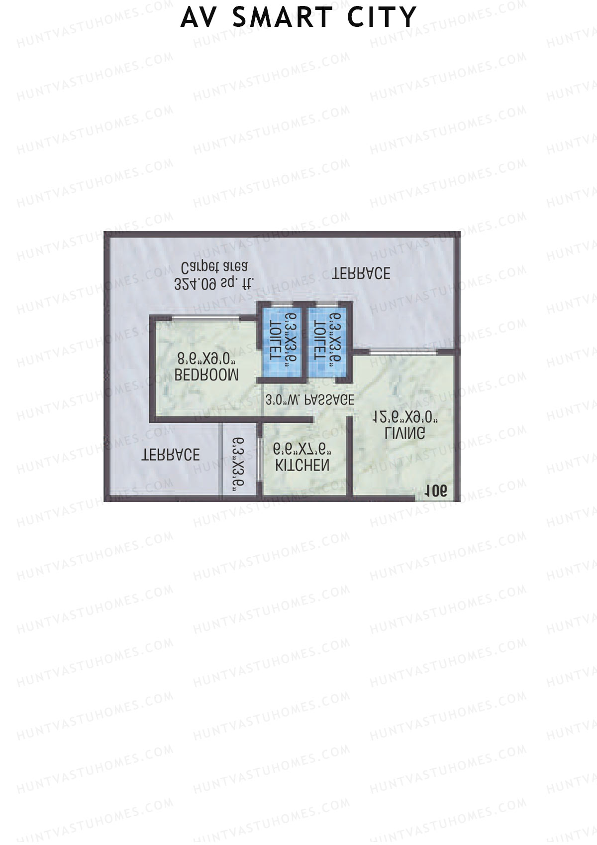 AV Smart City, Tower 1B, Unit 4, 1BHK, Carpet Area 330   sq ft 