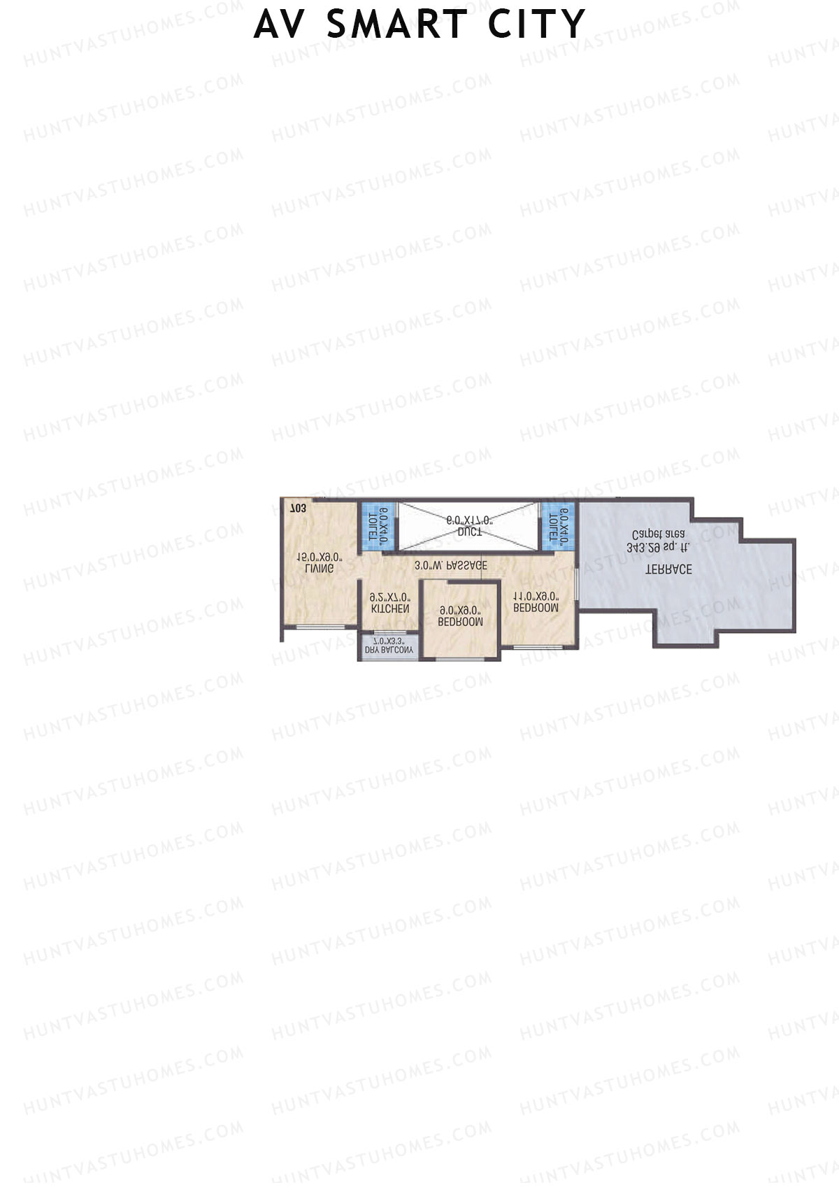 AV Smart City, Tower 1B, Unit 4, 2BHK, Carpet Area 485   sq ft 