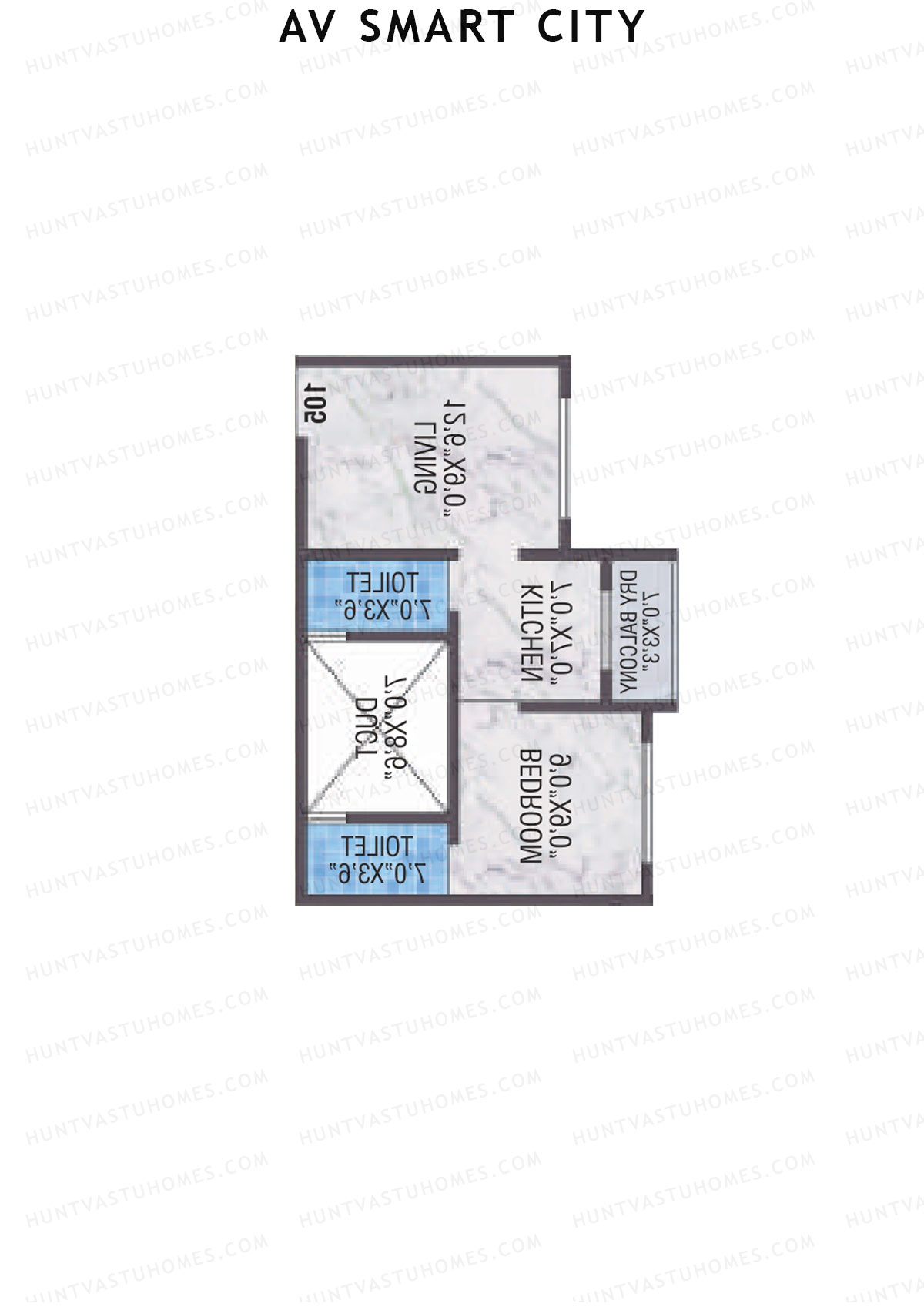 AV Smart City, Tower 2, Unit 3, 1BHK, Carpet Area 310   sq ft 