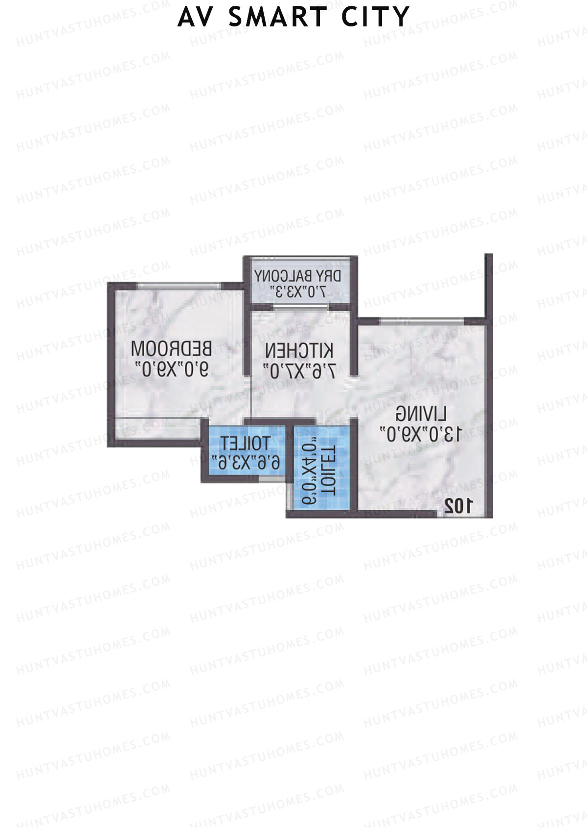 AV Smart City, Tower 3, Unit 3, 1BHK, Carpet Area 325   sq ft 