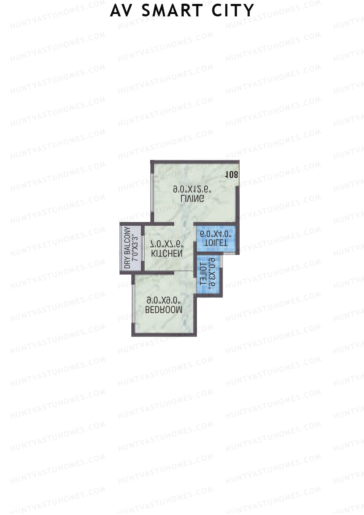 AV Smart City, Tower 3, Unit 9, 1BHK, Carpet Area 313   sq ft 