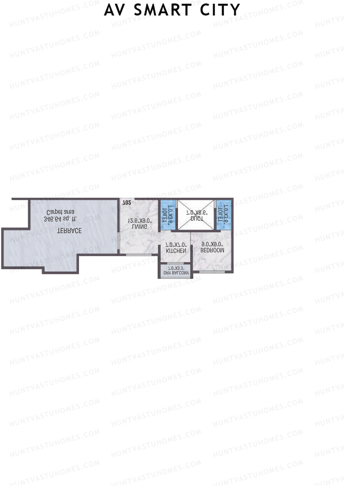 AV Smart City, Tower 4, Unit 3, 1BHK, Carpet Area 313   sq ft 