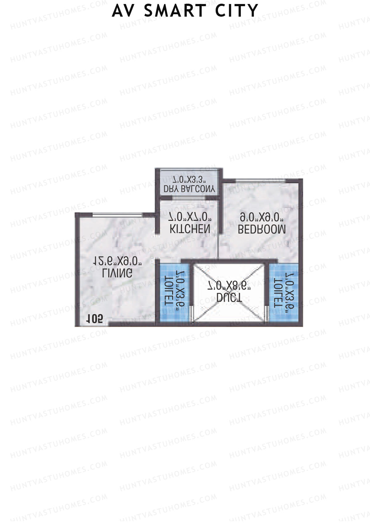 AV Smart City, Tower 5, Unit 5, 1BHK, Carpet Area 310   sq ft 