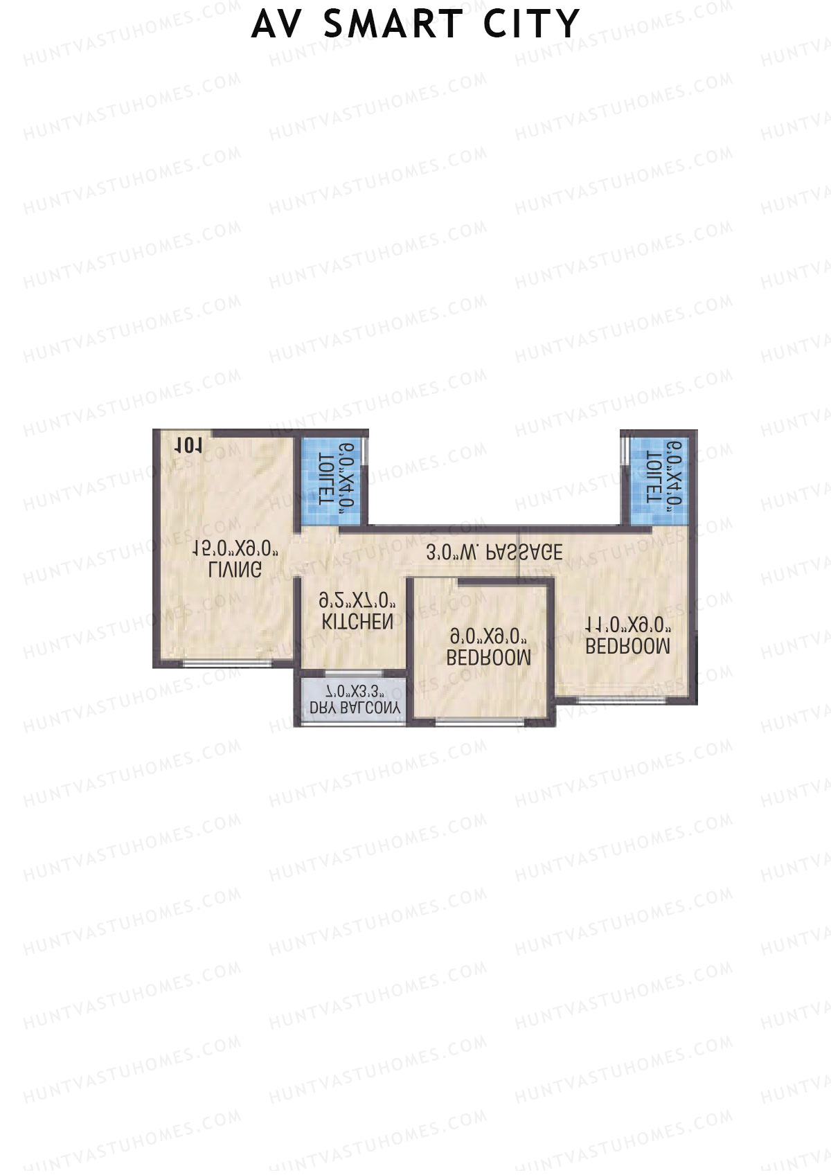 AV Smart City, Tower 5, Unit 9, 2BHK, Carpet Area 485   sq ft 