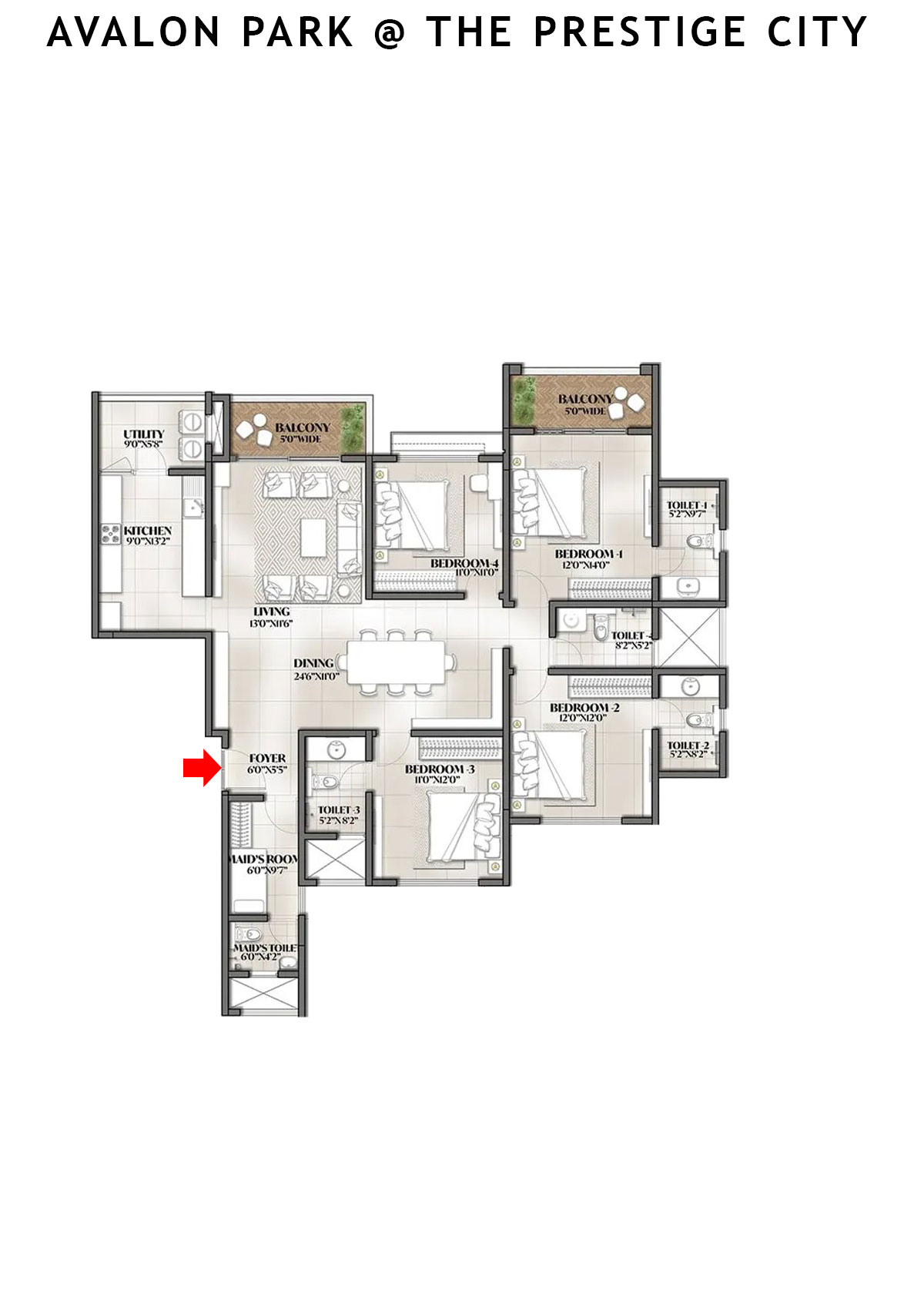 Avalon Park At The Prestige City Tower 1 Unit 1 Floor Plan