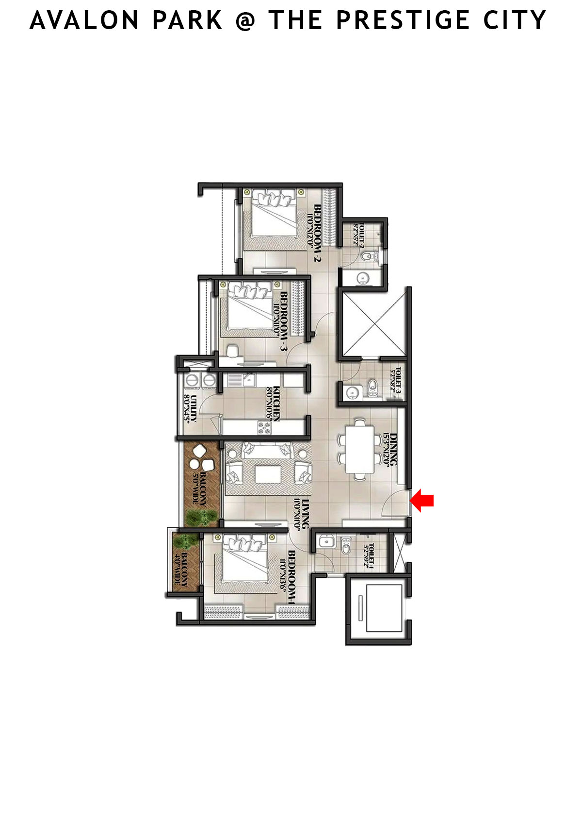 Avalon Park At The Prestige City Tower 2 Unit 1 Floor Plan