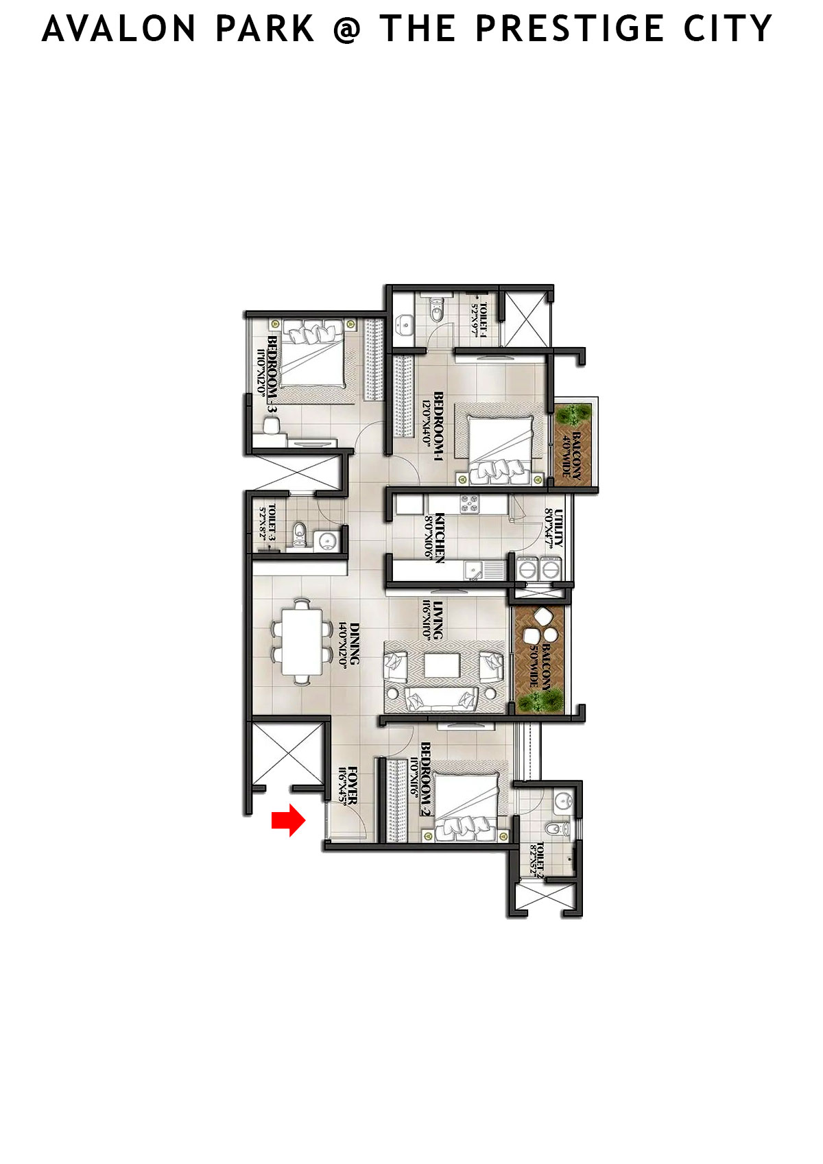 Avalon Park At The Prestige City Tower 2 Unit 2 Floor Plan