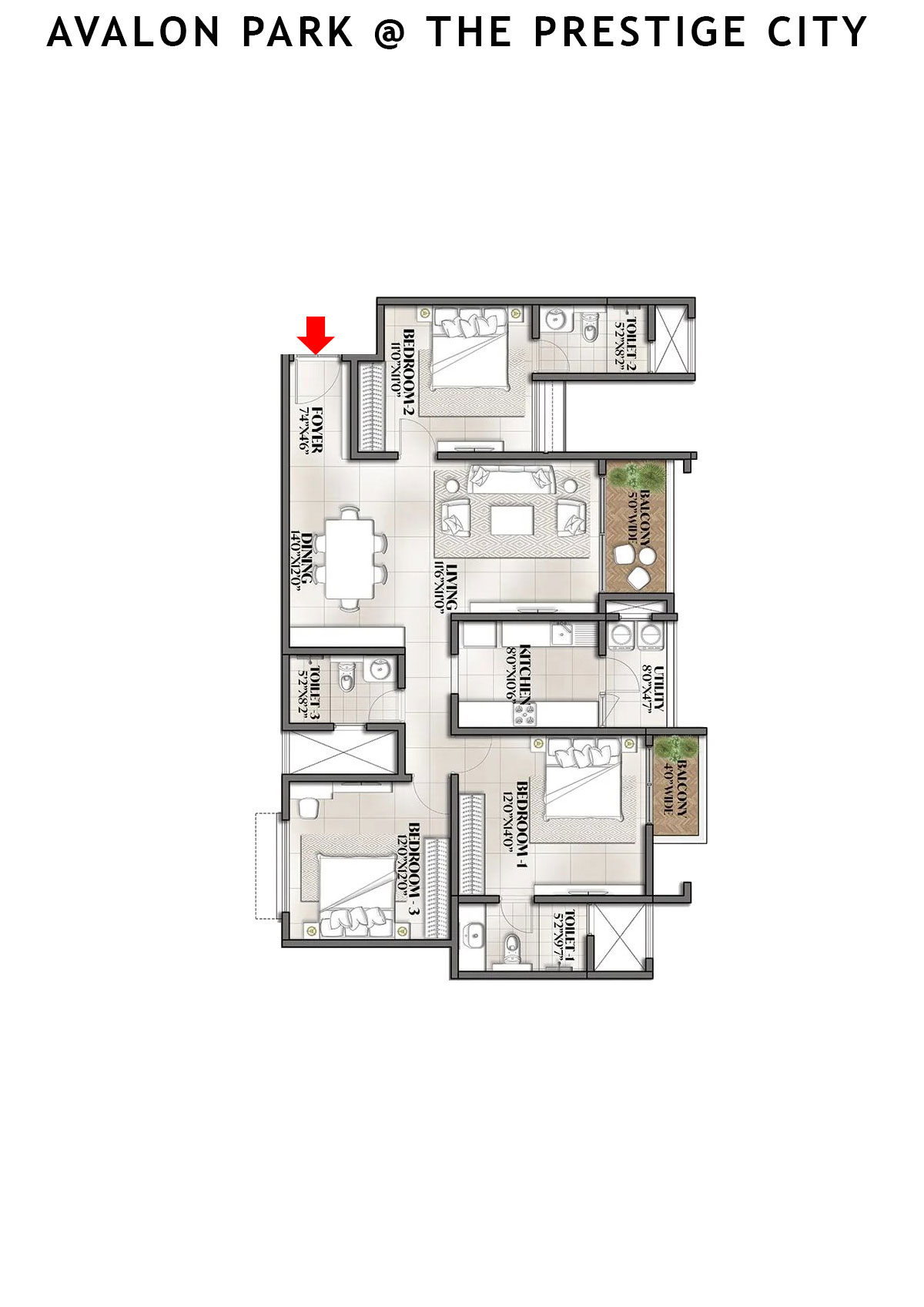 Avalon Park At The Prestige City Tower 2 Unit 5 Floor Plan