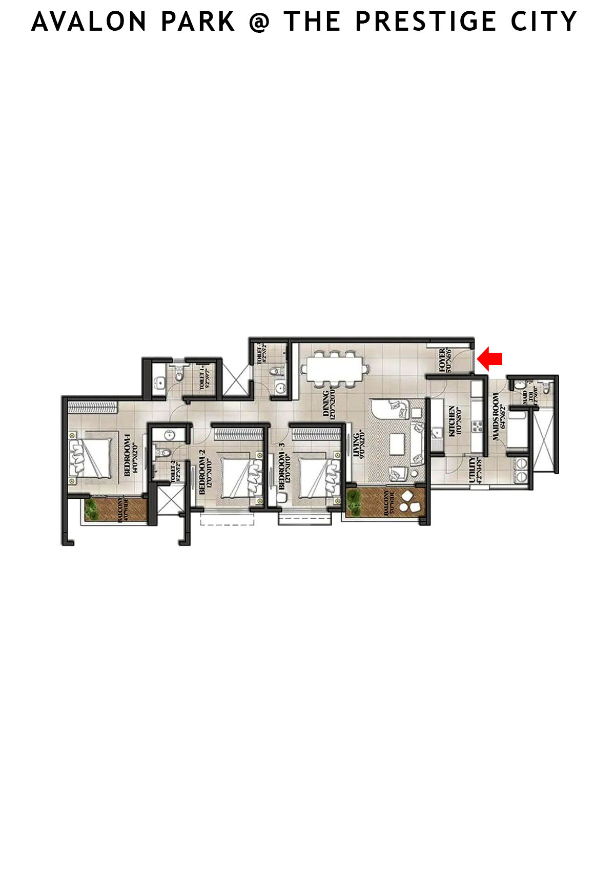 Avalon Park At The Prestige City Tower 5 Unit 3 Floor Plan
