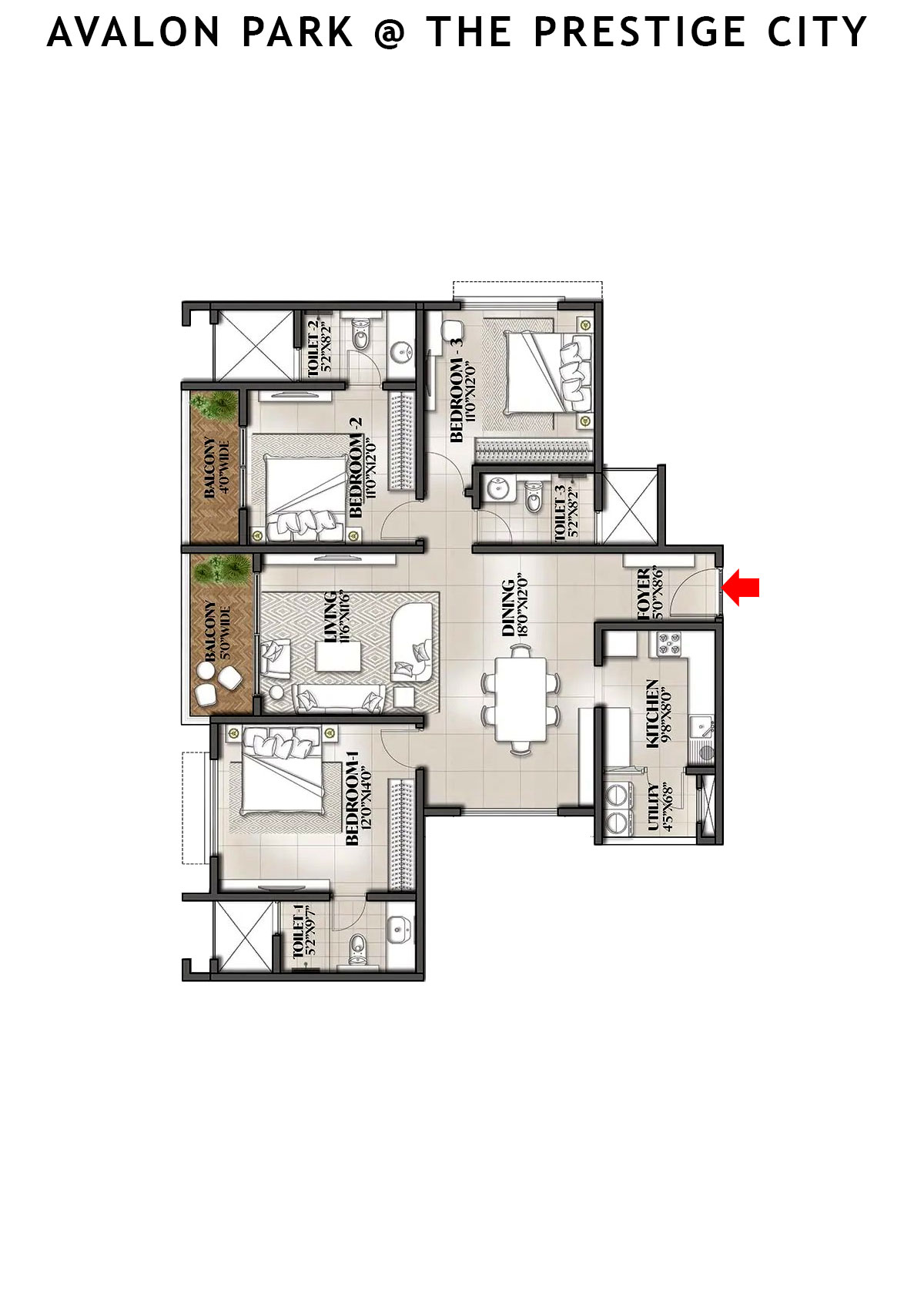 Avalon Park At The Prestige City Tower 6 Unit 3 Floor Plan
