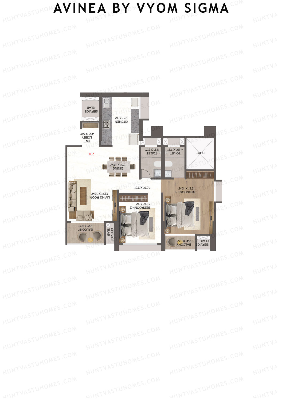 Avinea by Vyom Sigma Tower 4 Unit 1 Floor Plan
