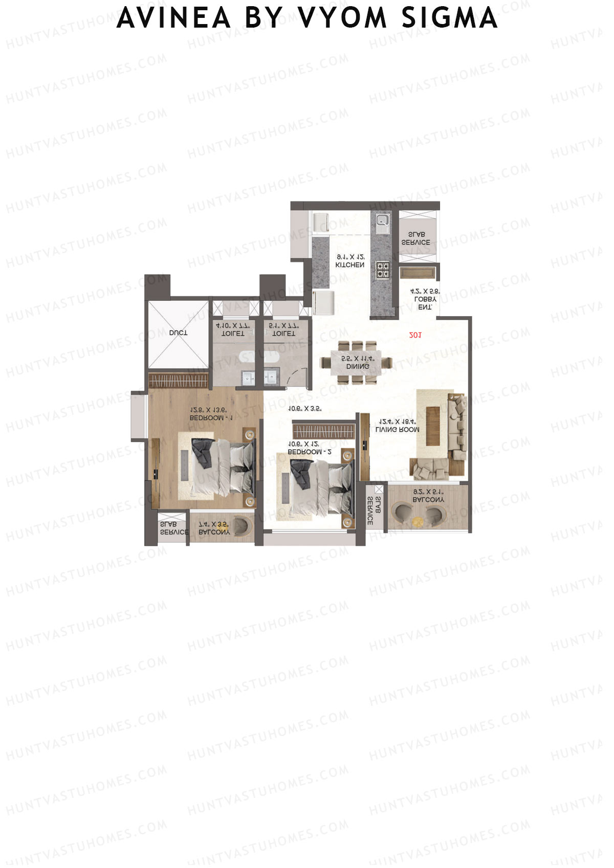 Avinea by Vyom Sigma Tower 4 Unit 2 Floor Plan