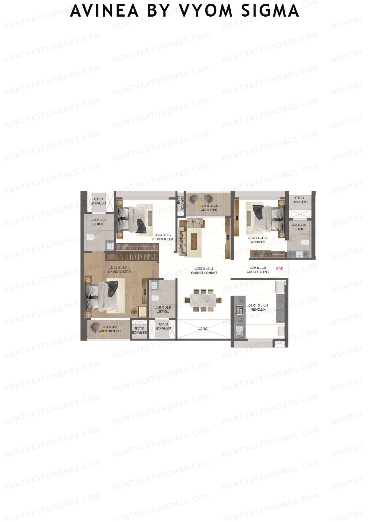 Avinea by Vyom Sigma Tower 4 Unit 3 Floor Plan