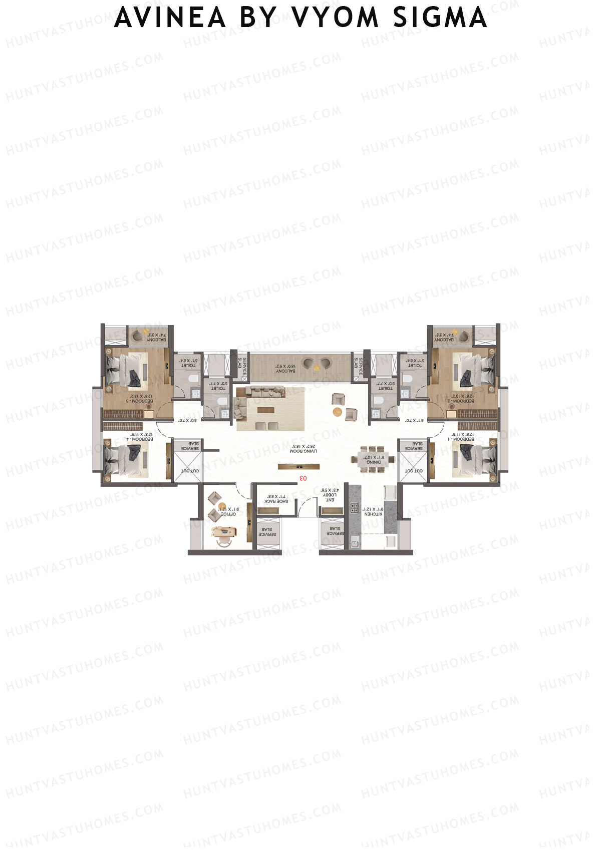 Avinea by Vyom Sigma Tower 4 Unit 3 Floor Plan