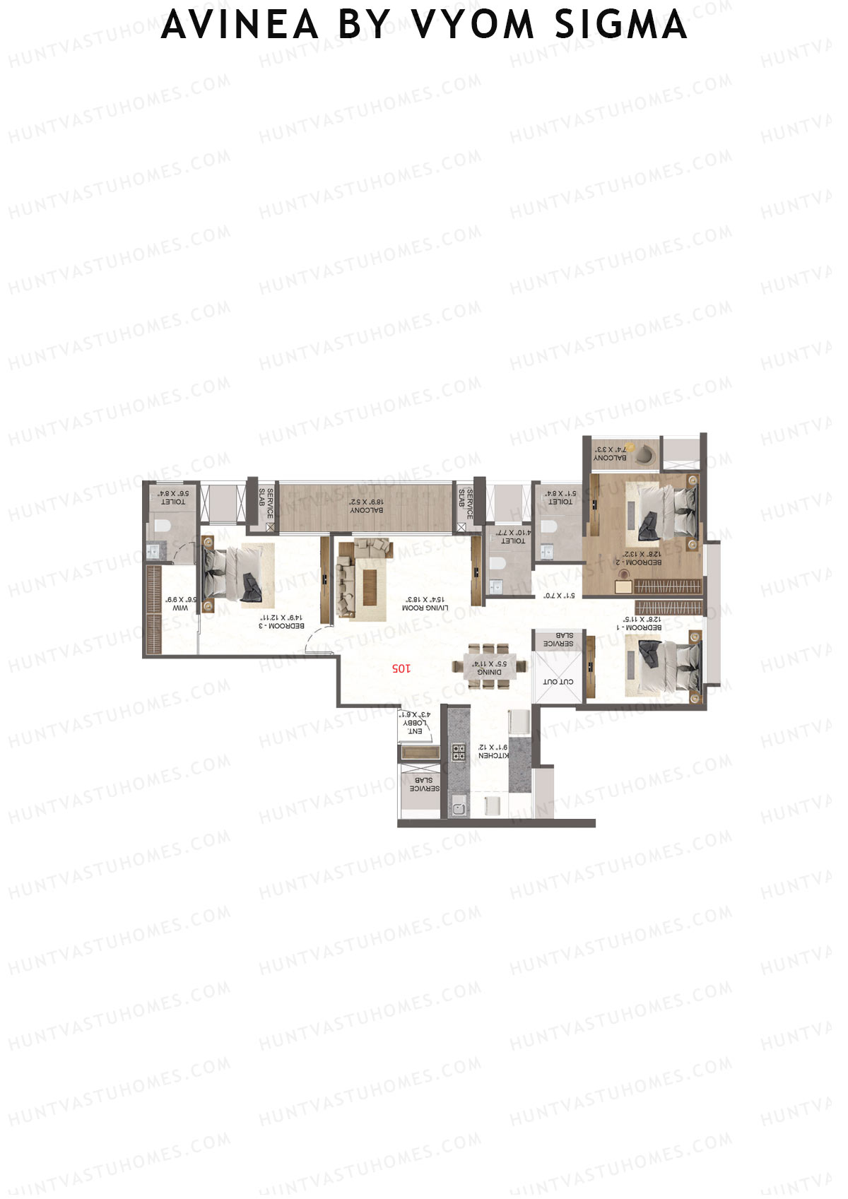 Avinea by Vyom Sigma Tower 4 Unit 5 Floor Plan