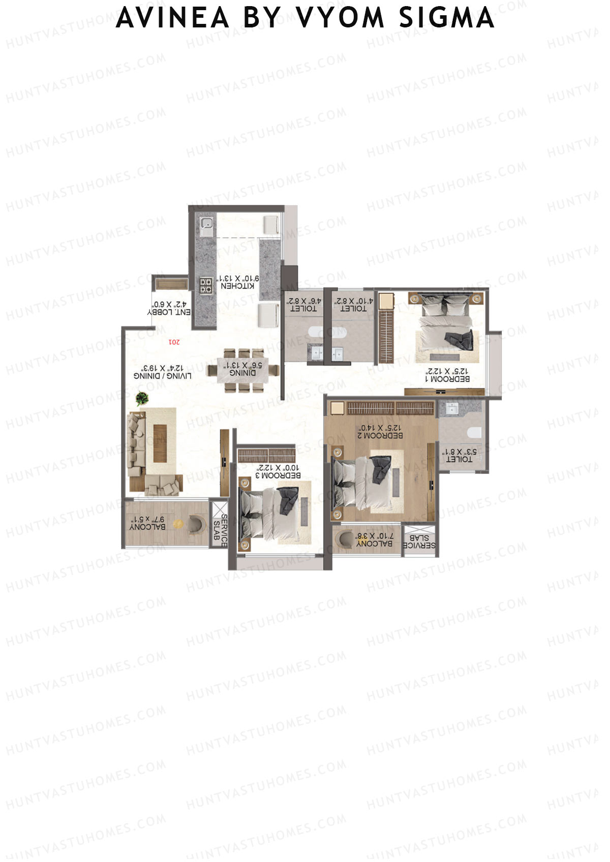 Avinea by Vyom Sigma Tower 6 Unit 1 Floor Plan