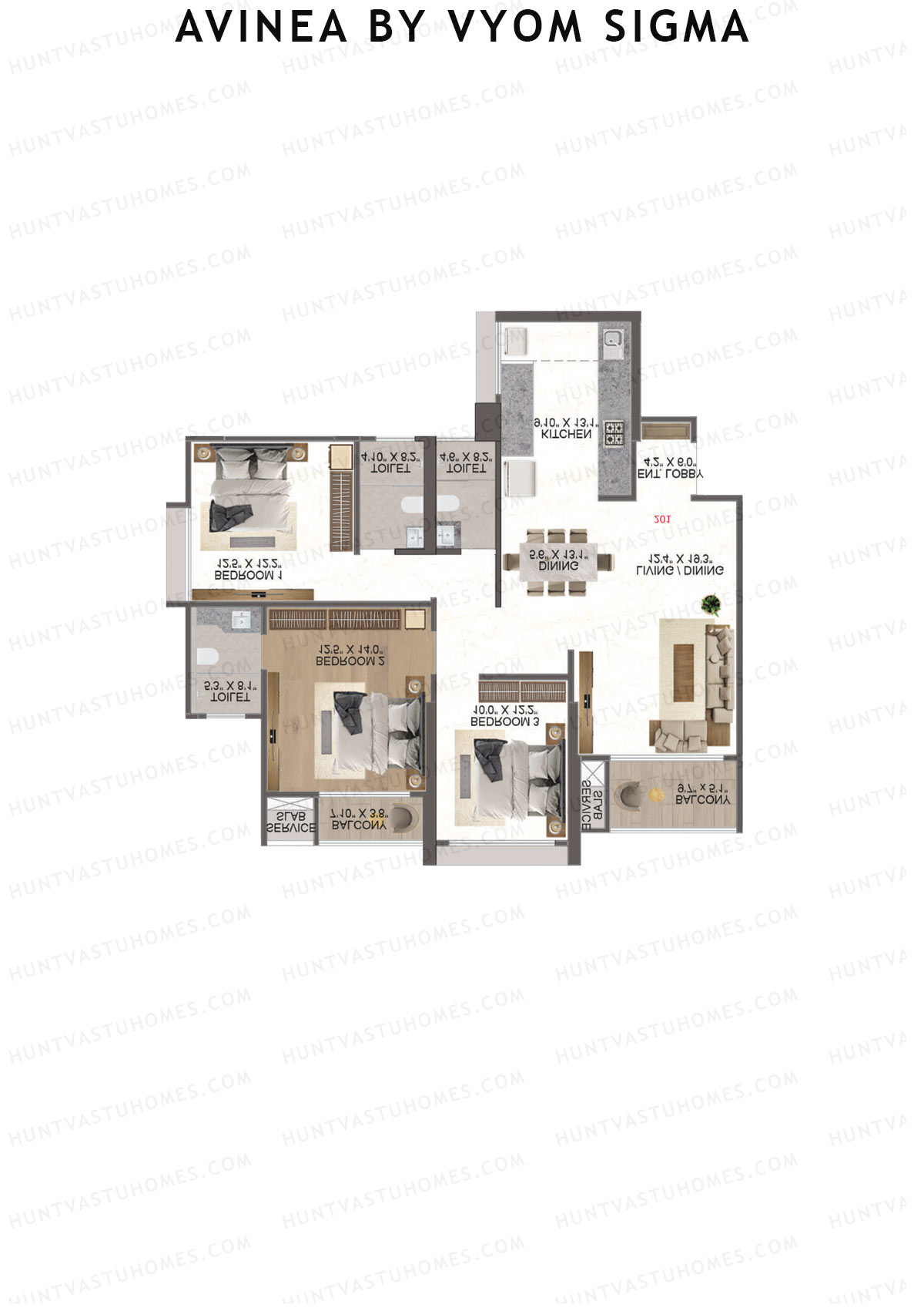 Avinea by Vyom Sigma Tower 6 Unit 2 Floor Plan
