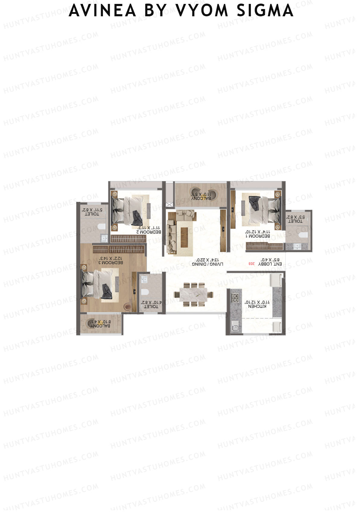 Avinea by Vyom Sigma Tower 6 Unit 3 Floor Plan