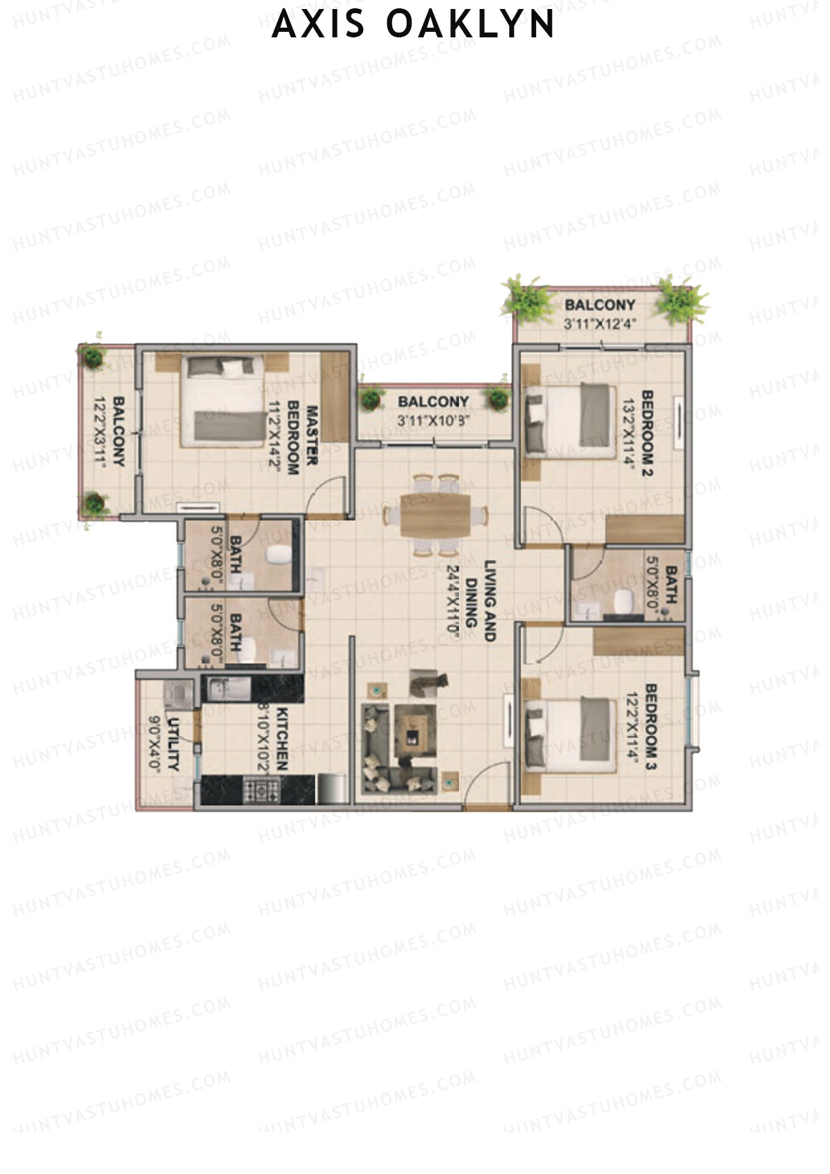 Axis Oaklyn Block A Unit 1 Floor Plan