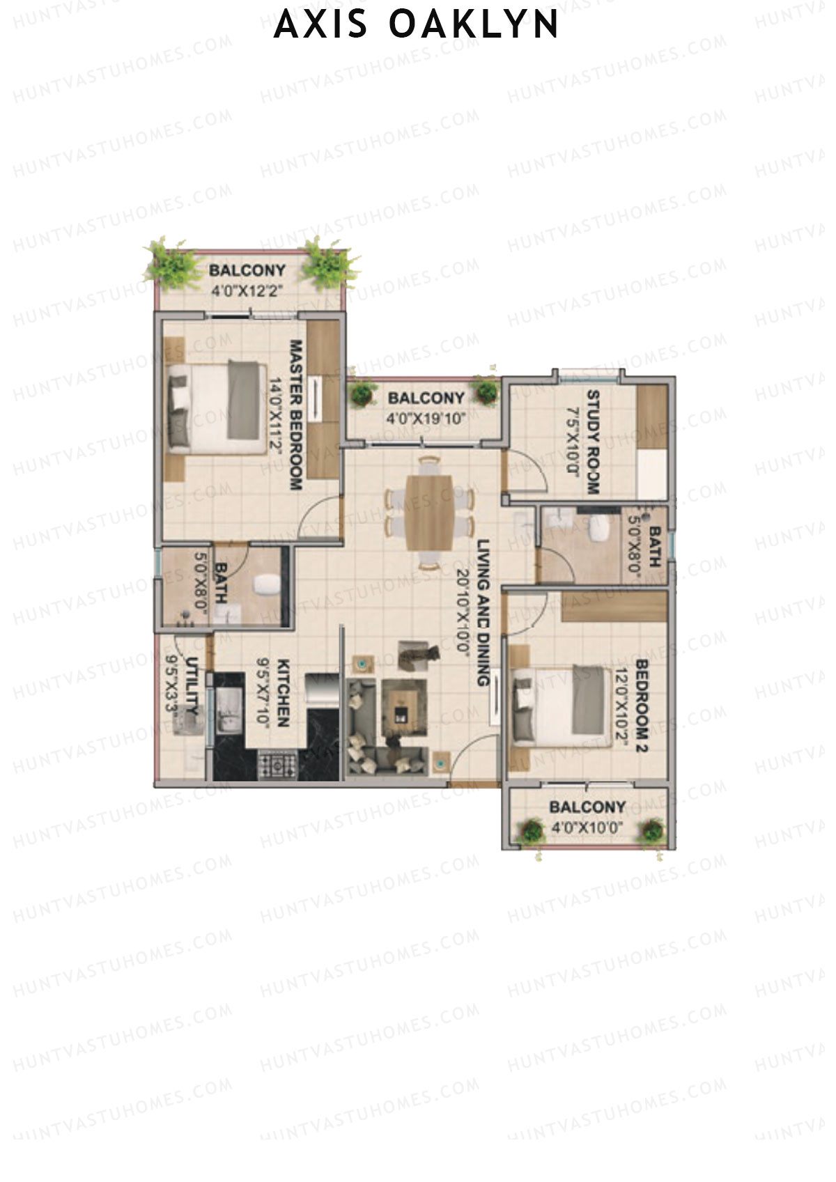 Axis Oaklyn Block A Unit 3 Floor Plan