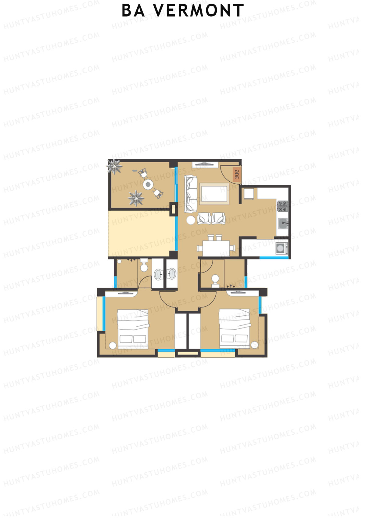 BA Vermont Tower A Unit 1 Floor Plan