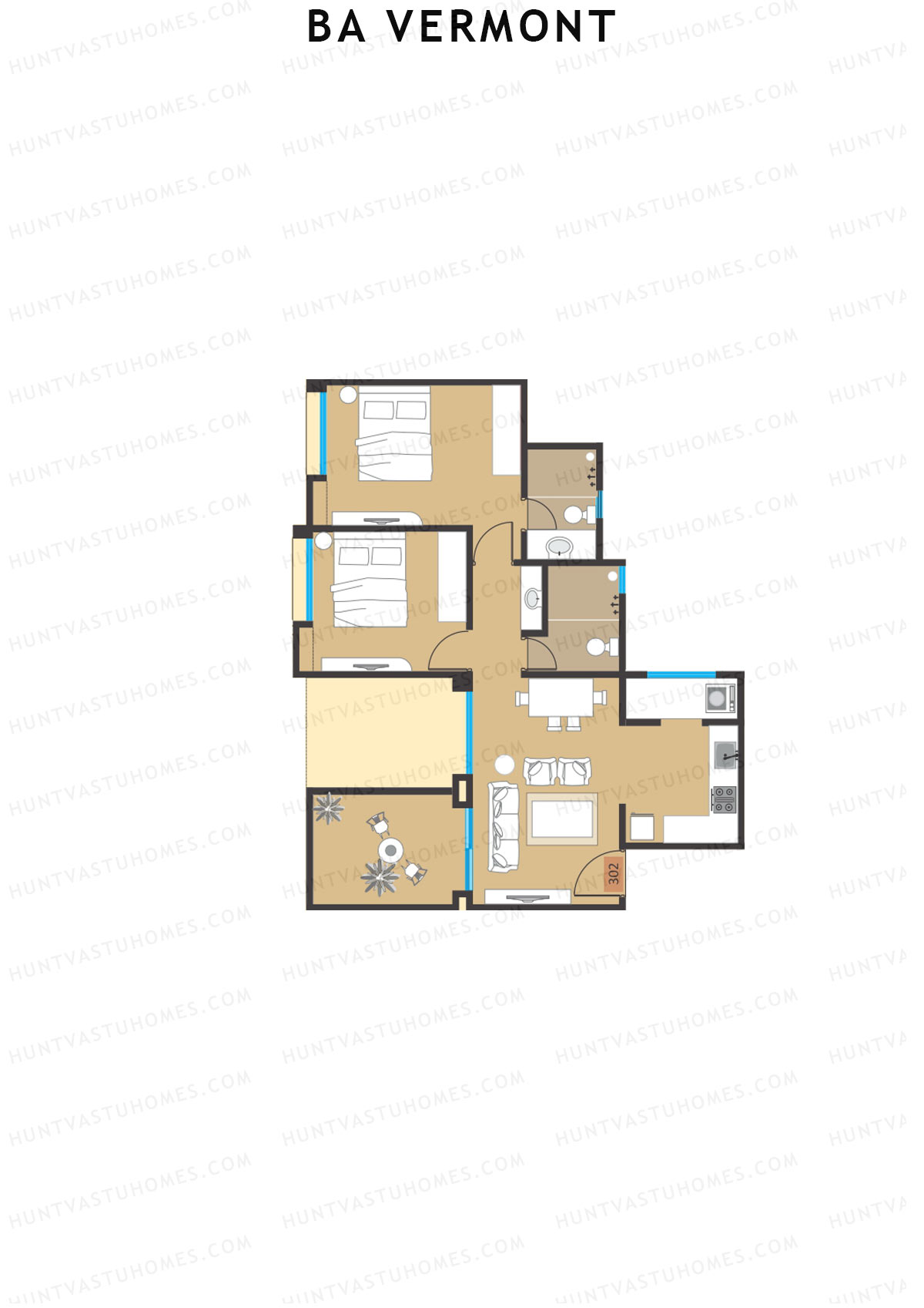 BA Vermont Tower A Unit 2 Floor Plan