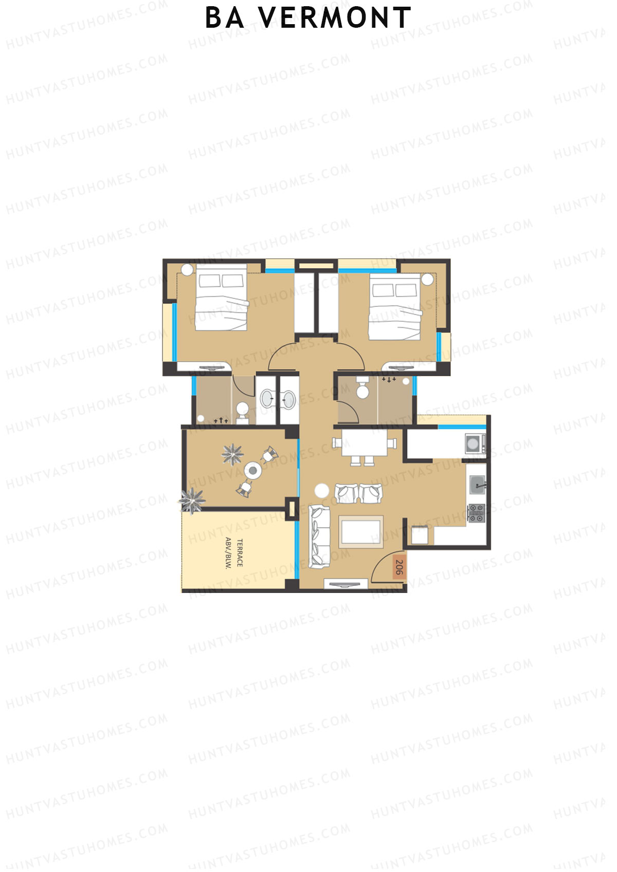 BA Vermont Tower A Unit 3 Floor Plan
