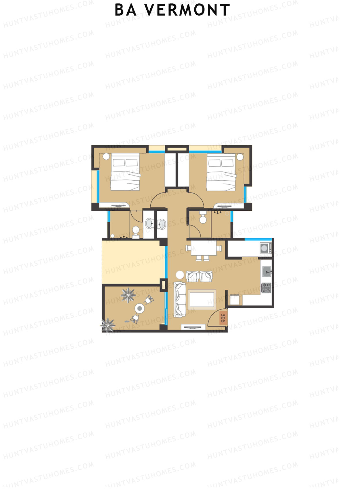 BA Vermont Tower A Unit 3 Floor Plan